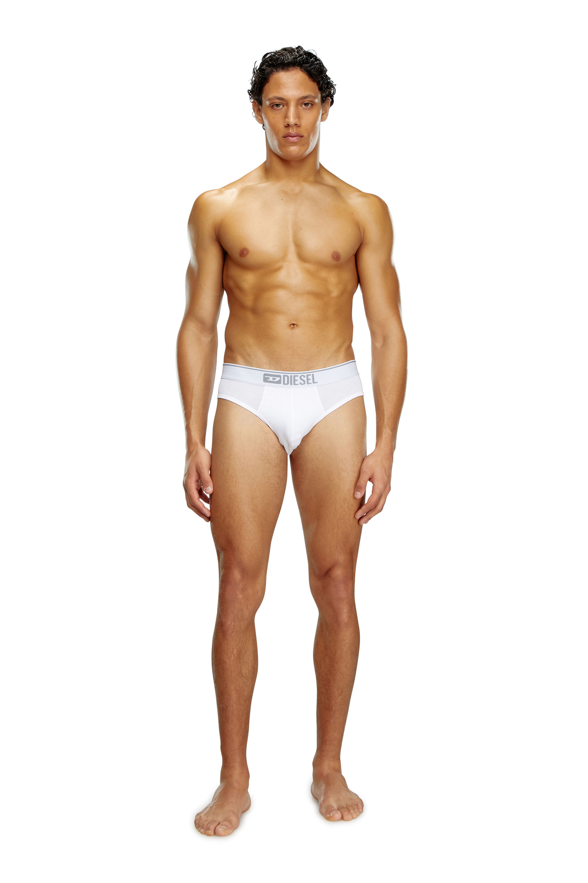 Diesel - UMBR-ANDRETHREEPACK, Man's Three-pack of plain logo briefs in White/Black - 2