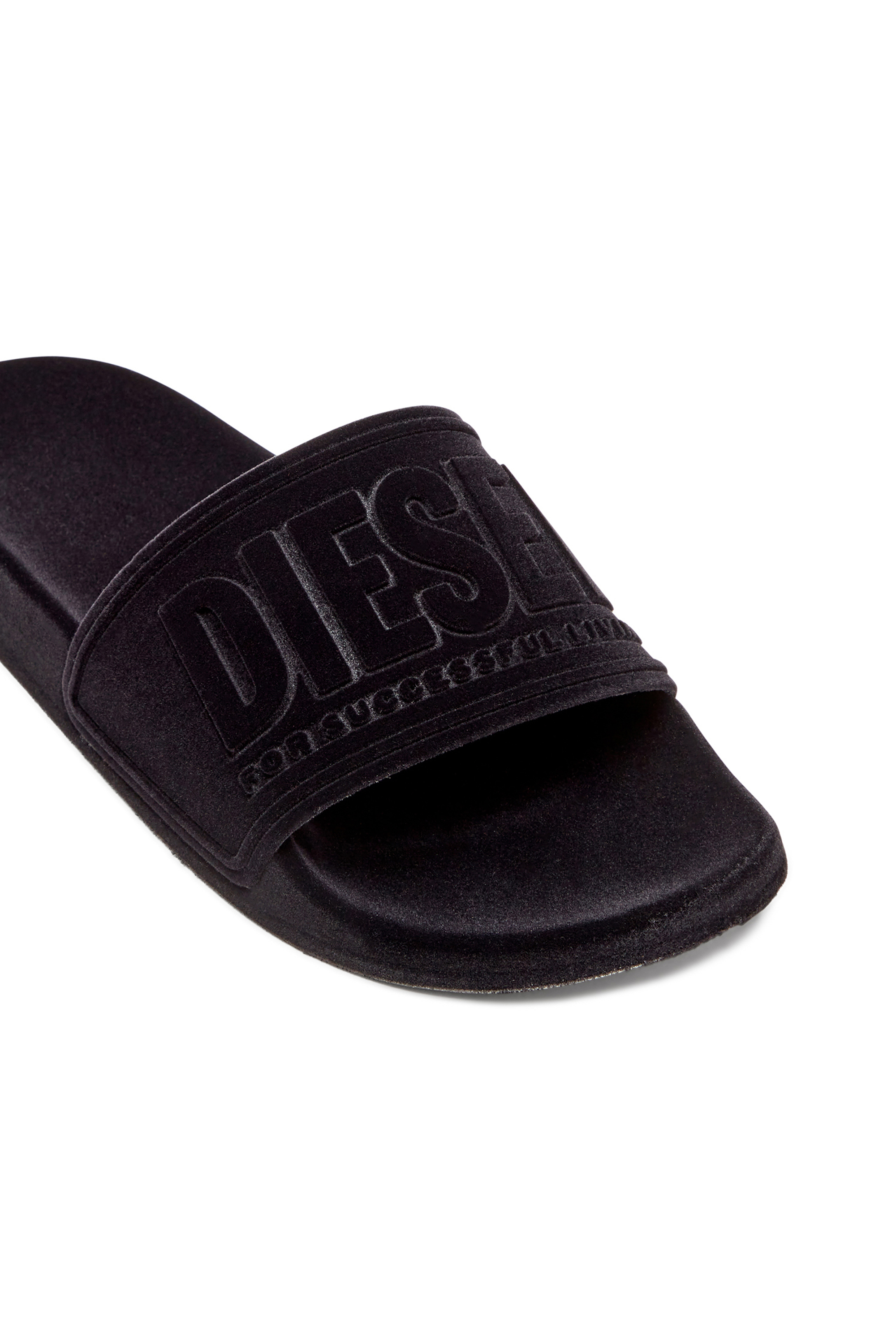 Diesel - SA-MAYEMI CC W, Woman's Sa-Mayemi-Pool slides with velvety flocking in Black - 6