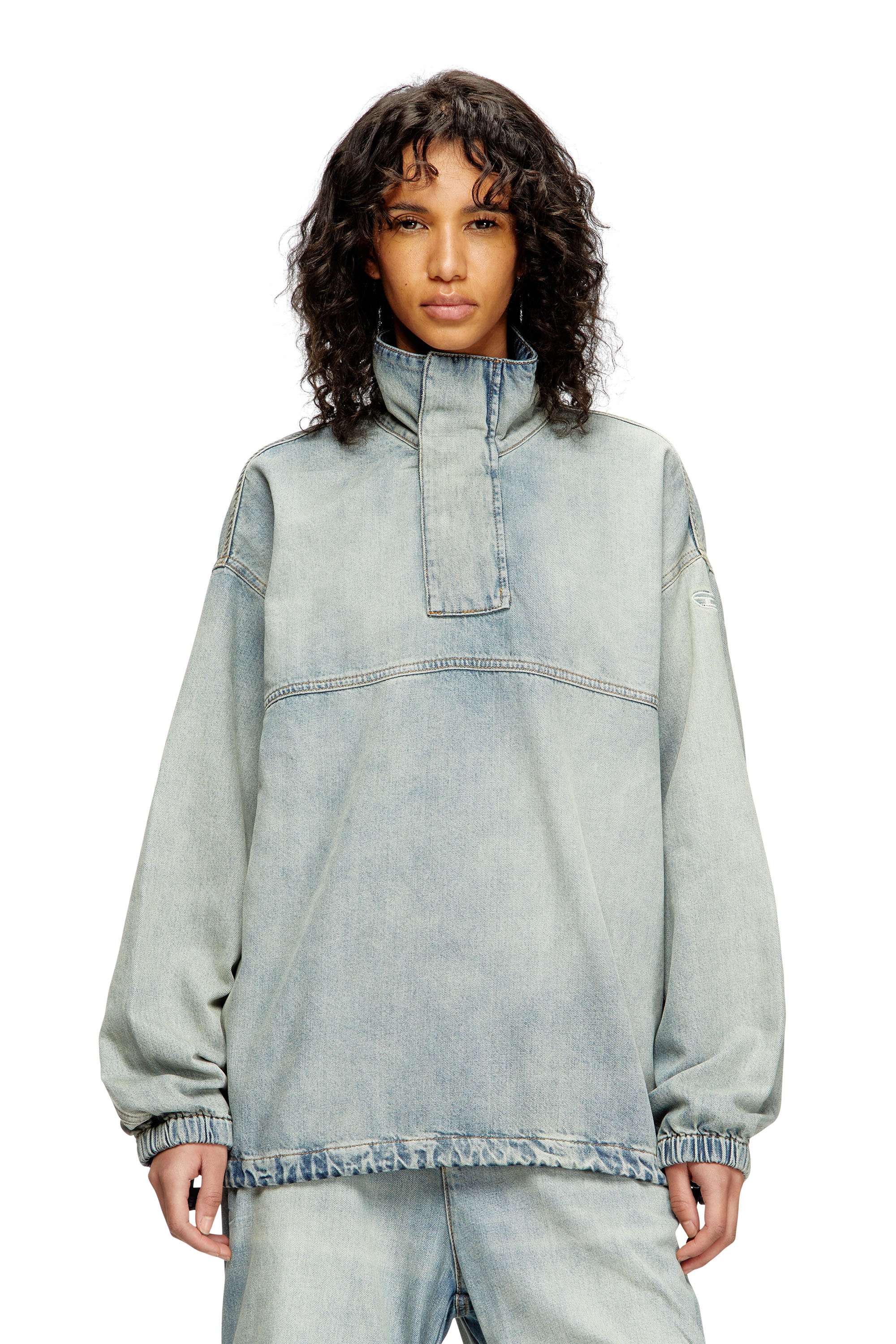 Diesel - D-FLOW-S1, Unisex's Denim pullover in light bicolour denim in Light Blue - 6