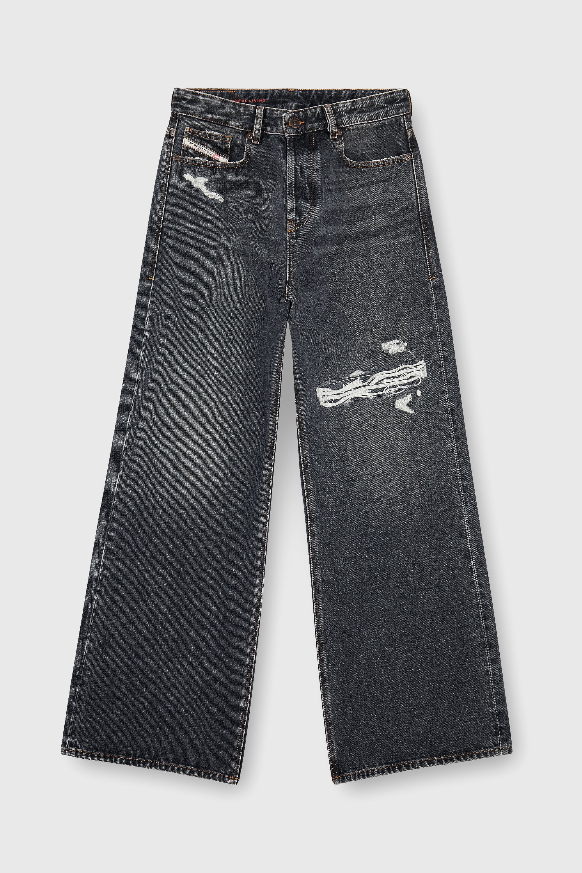 Diesel - Unisex's Relaxed Jeans 1996 D-Sire 007F6, Black/Dark grey - 2