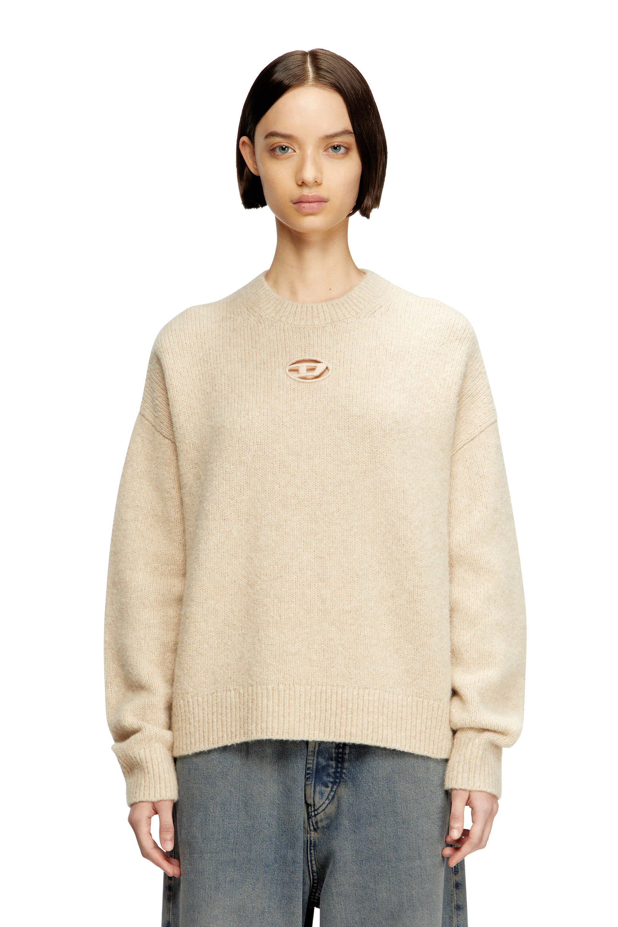 Diesel - M-AREETA, Woman's Jumper in wool and alpaca blend in Beige - 1