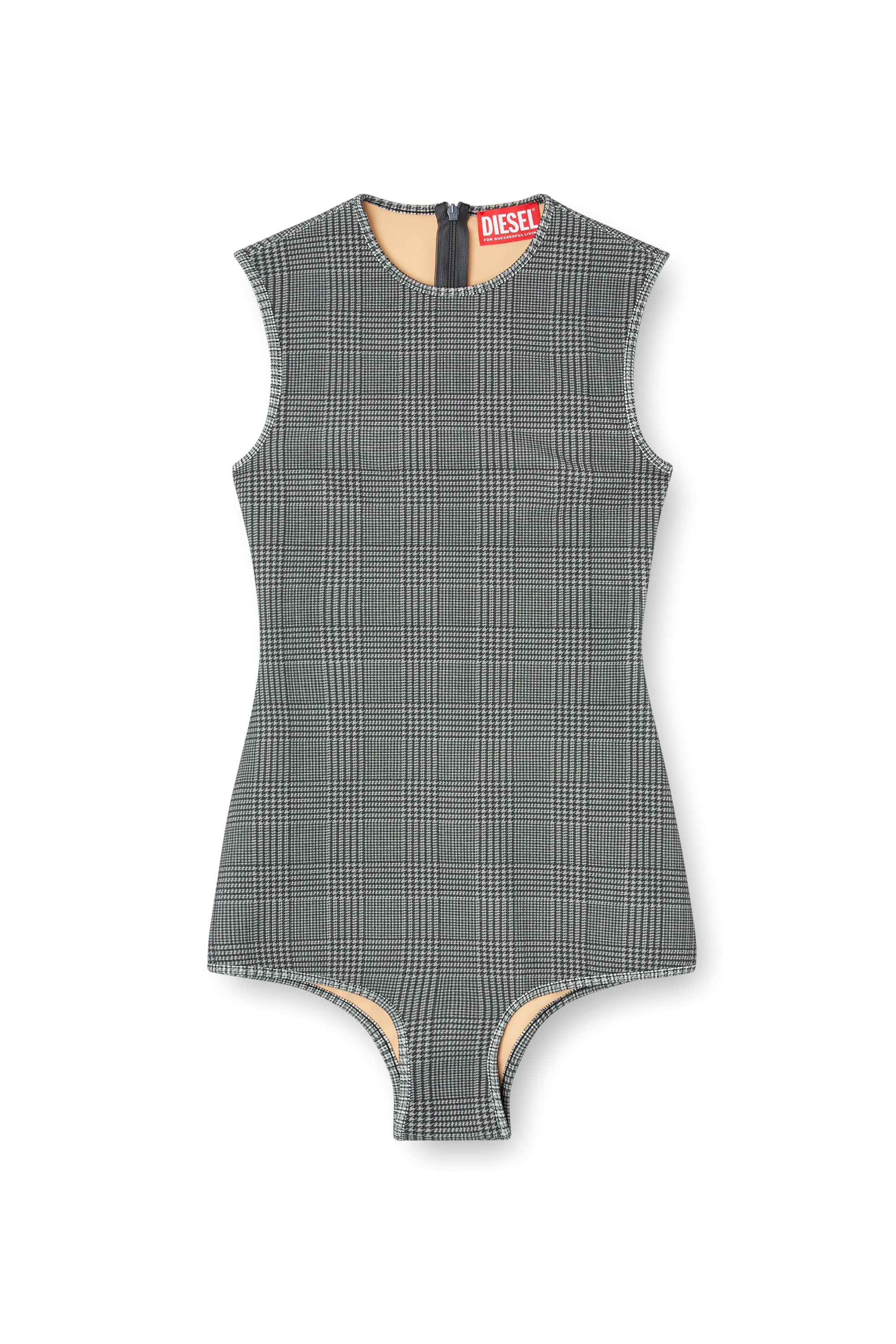 Diesel - J-ETTA, Woman's Bodysuit in checked bonded jersey in Grey - 5