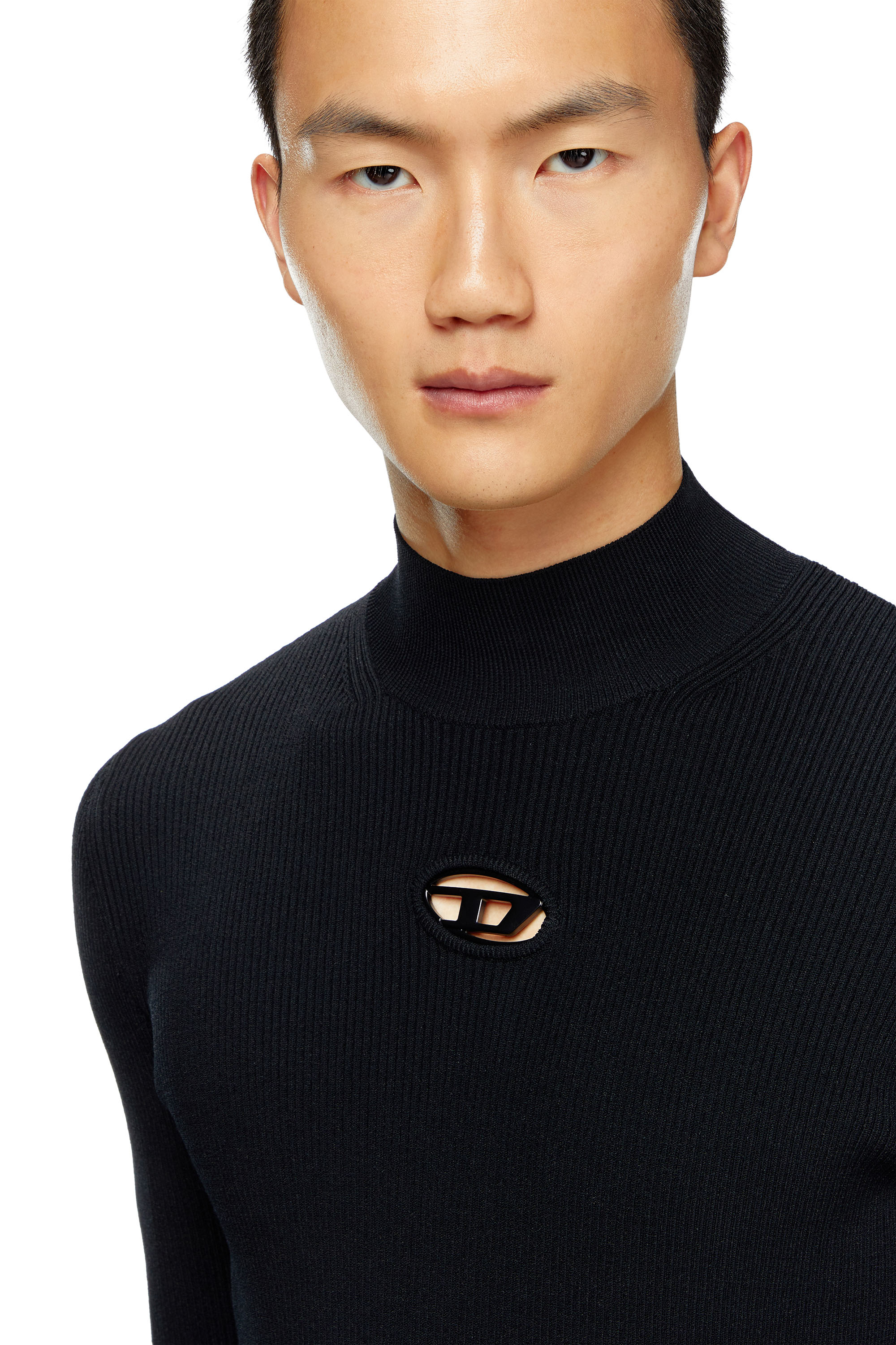 Diesel - K-ZACKARY, Man's Mock-neck jumper with Oval D in Black - 5