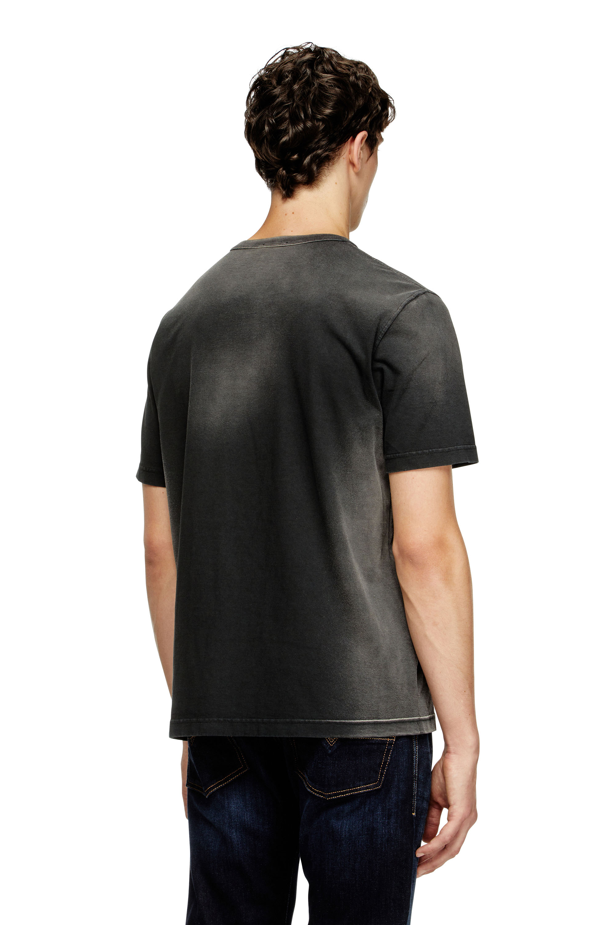 Diesel - T-ADJUST-Q8, Man's Faded T-shirt with cut-out Oval D logo in Black - 4