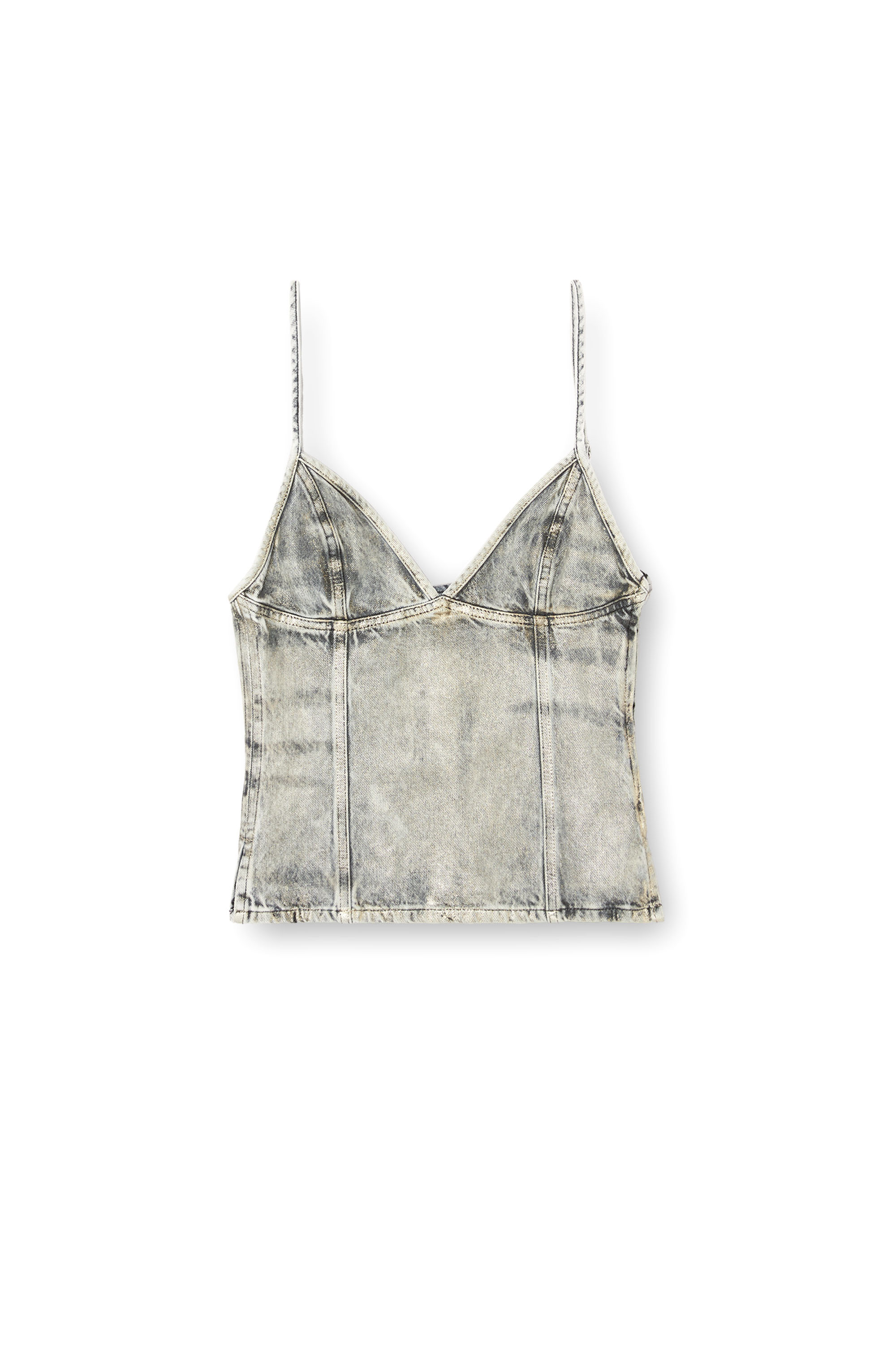 Diesel - DE-FULSY-S, Woman's Top in shiny coated denim in Light Grey - 4