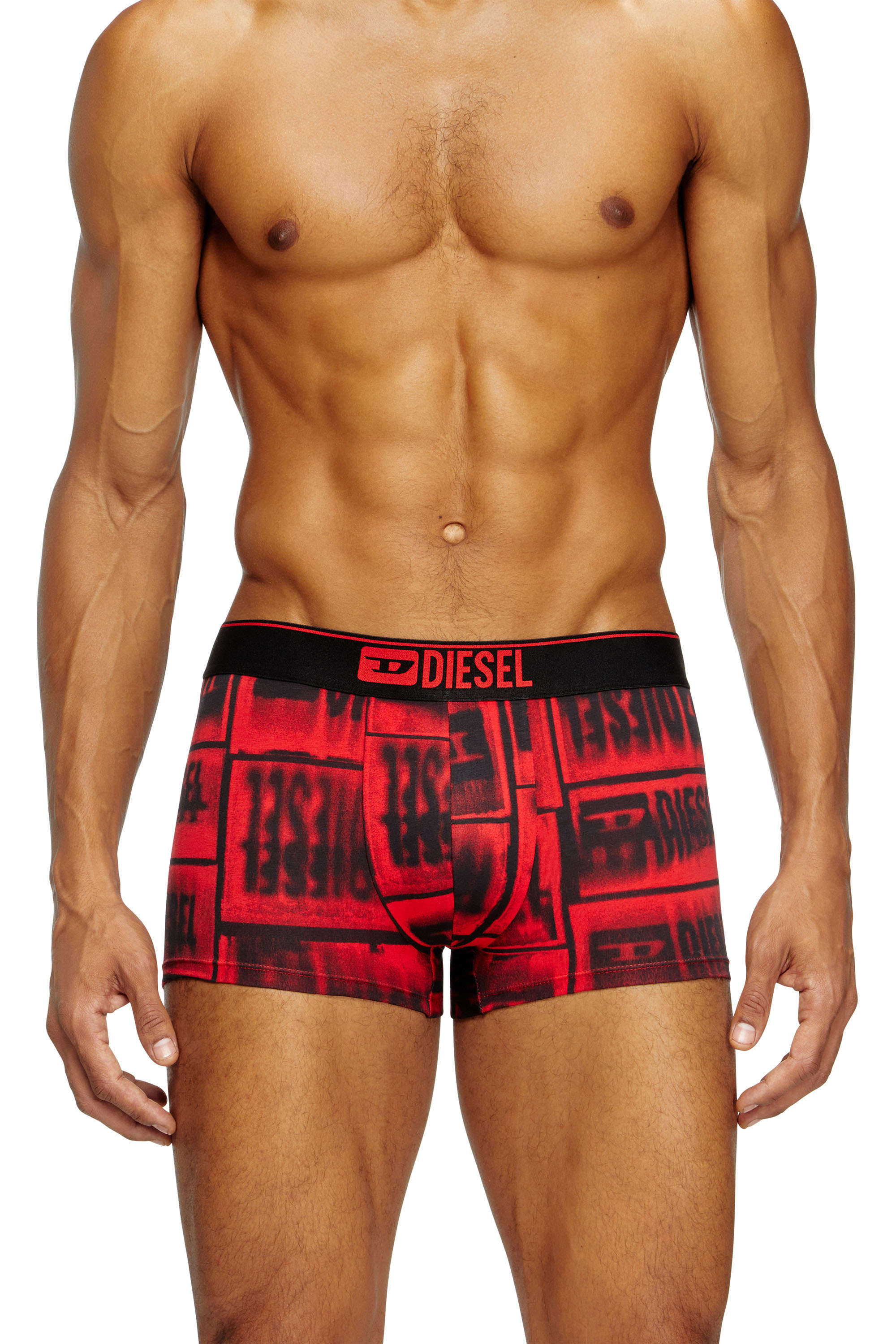 Diesel - DAMIEN-D-BOX, Man's Boxer briefs with faded logo print in Red - 1