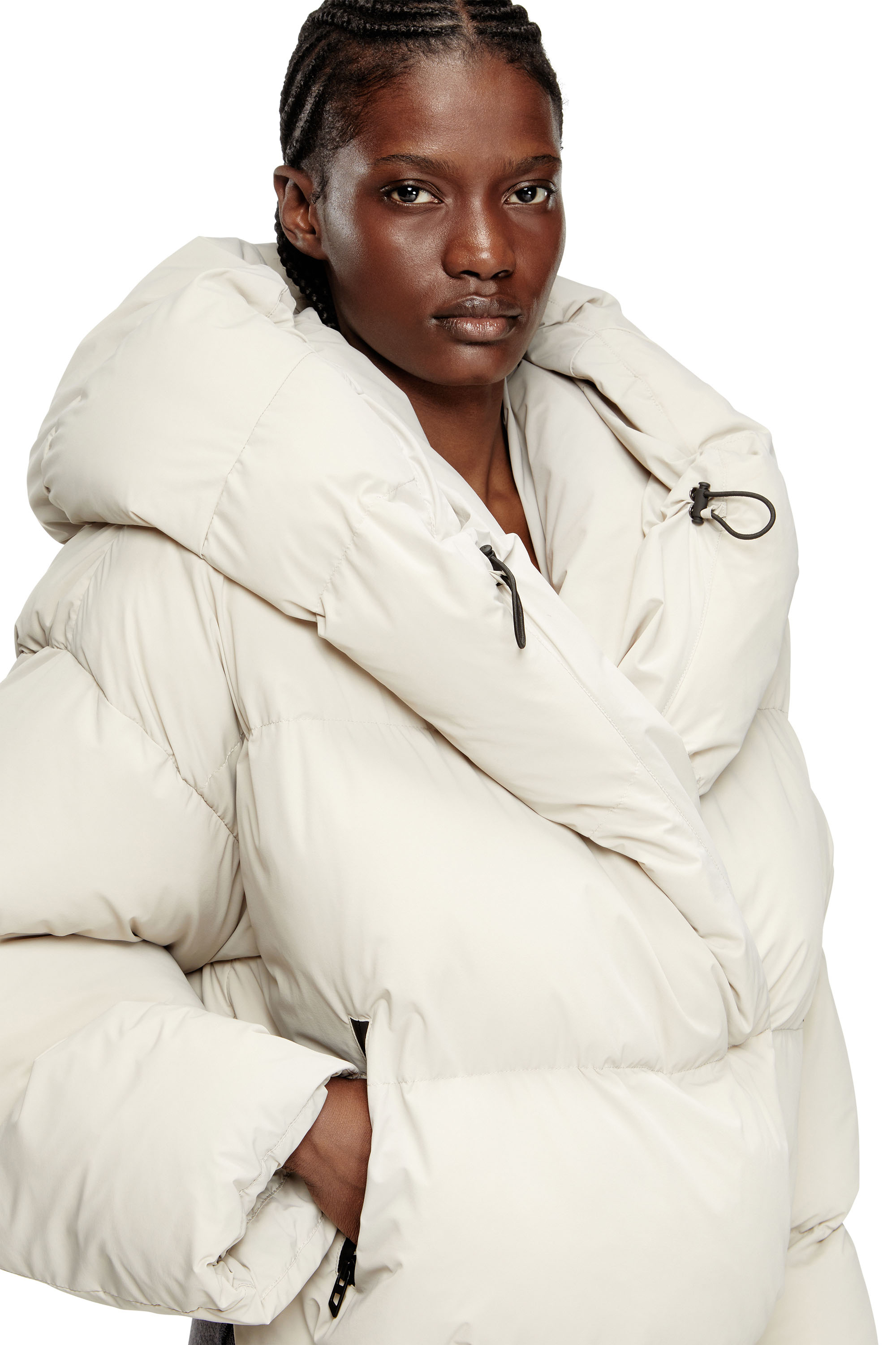 W-ILEY-T1, Beige Diesel - W-ILEY-T1, Woman's Wrap puffer in bi-stretch nylon in Beige - 5