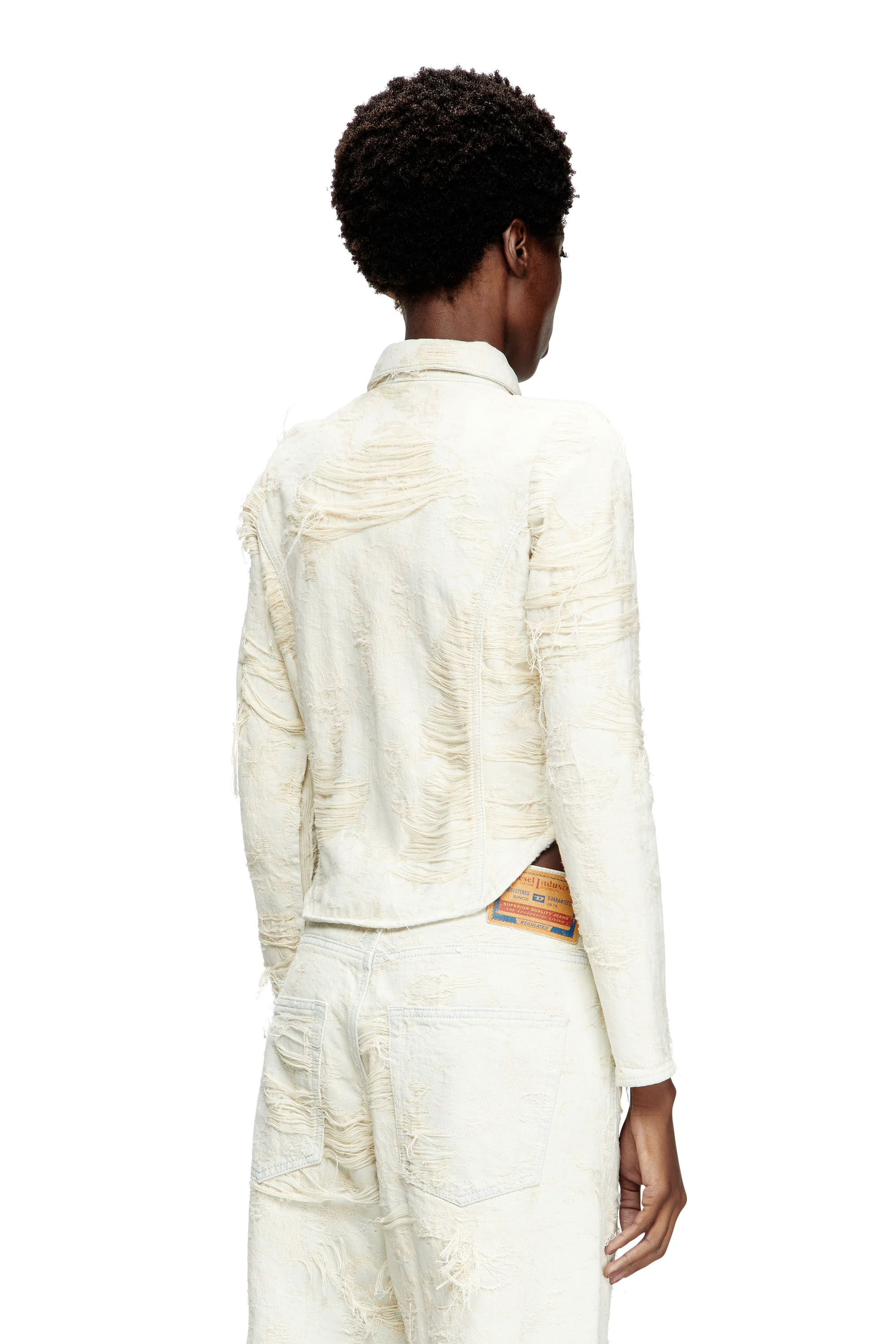 Diesel - DE-MADELINE-FSG, Woman's Shirt in jacquard denim with floating threads in White - 4