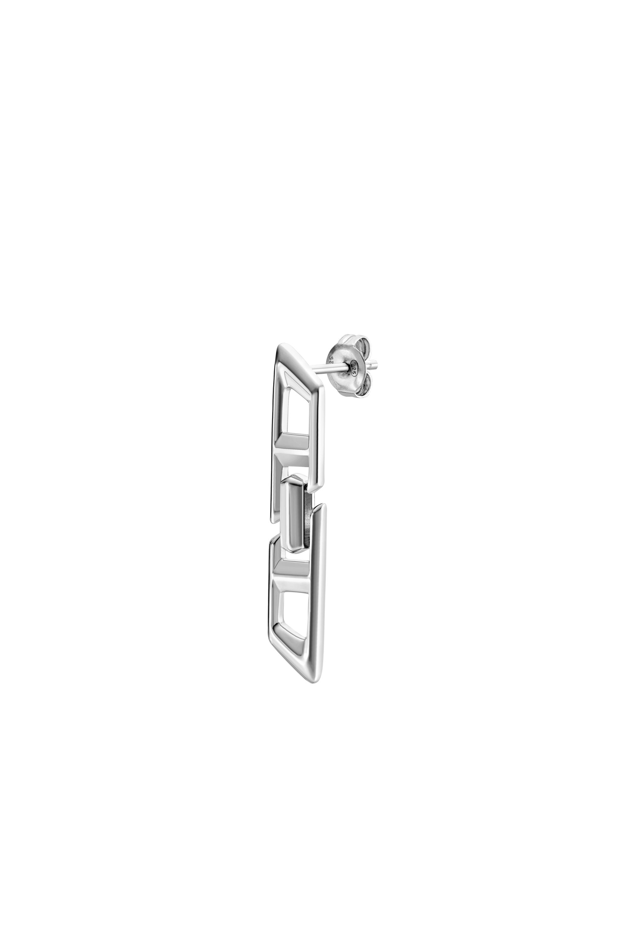 Diesel - DL1348040 STERLING SILVER JEWEL, Unisex's D Logo Sterling Silver Drop Earring in Silver - 1