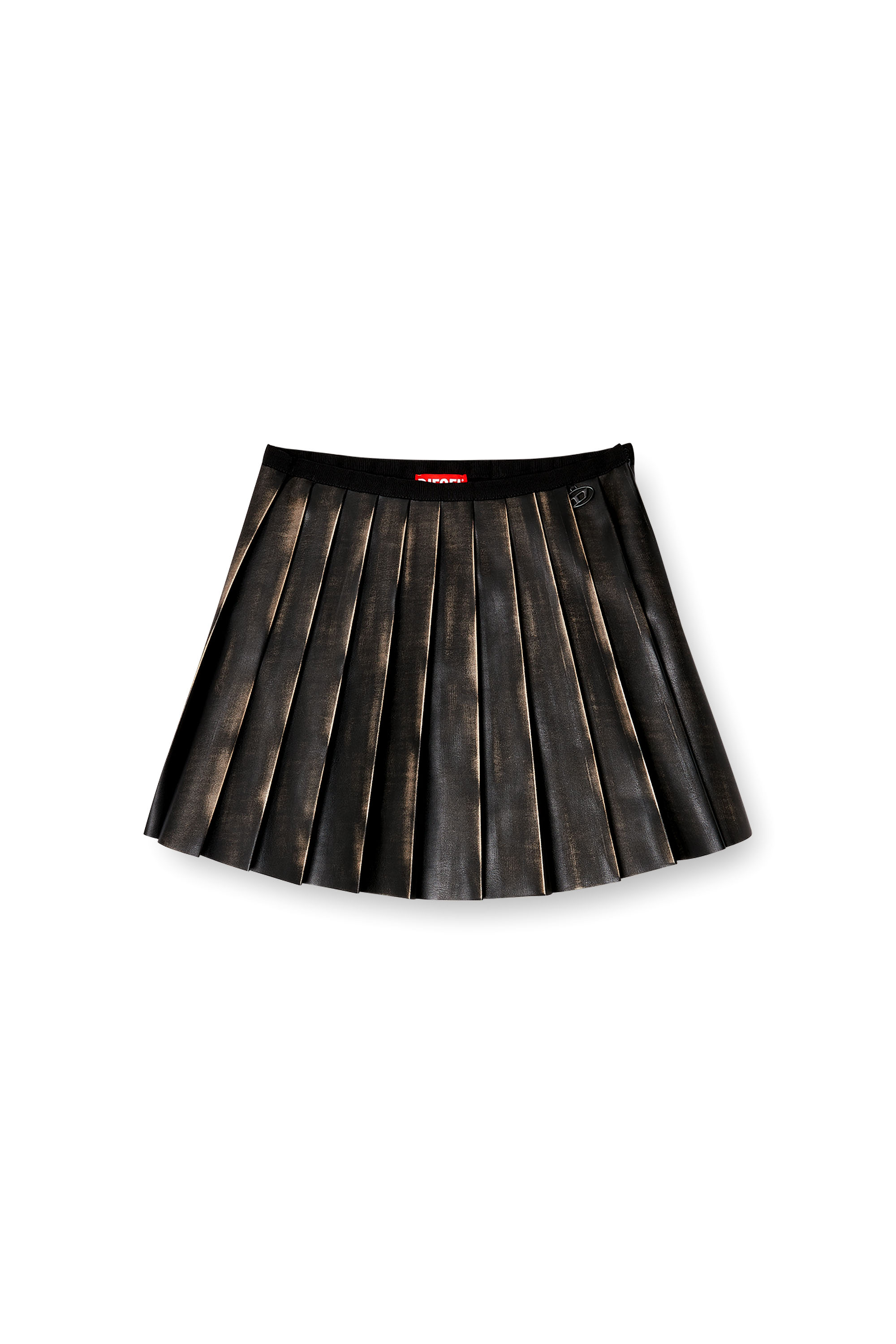 Diesel - O-SAKA-MINI, Woman's Short pleated skirt with distressed effect in Brown - 2