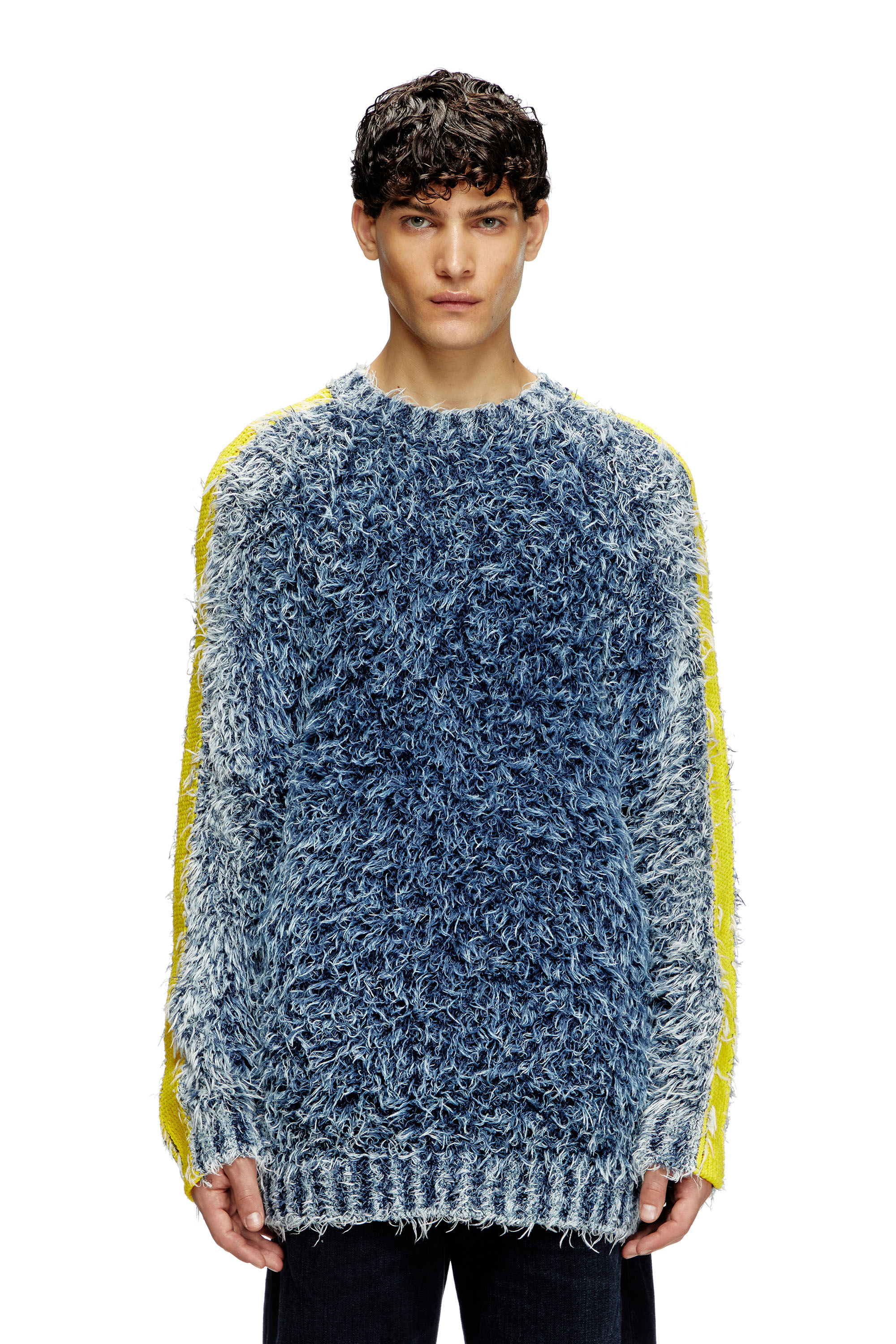 Diesel - K-DAMON, Man's Textured-knit jumper with contrast bands in Blue - 1