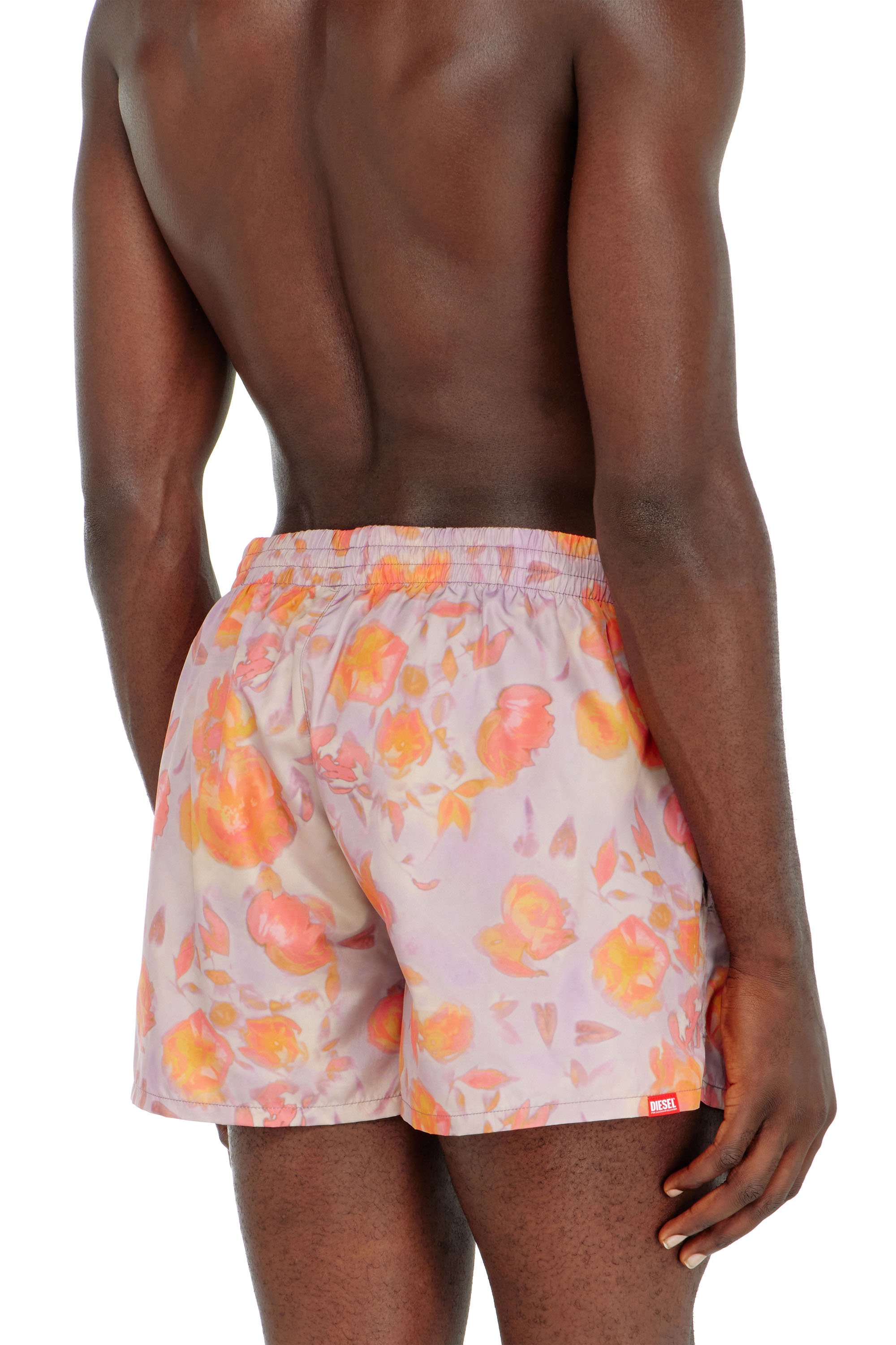 Diesel - OLLY-34-D-CORE, Man's Metallic swim shorts with floral print in Lilac - 3
