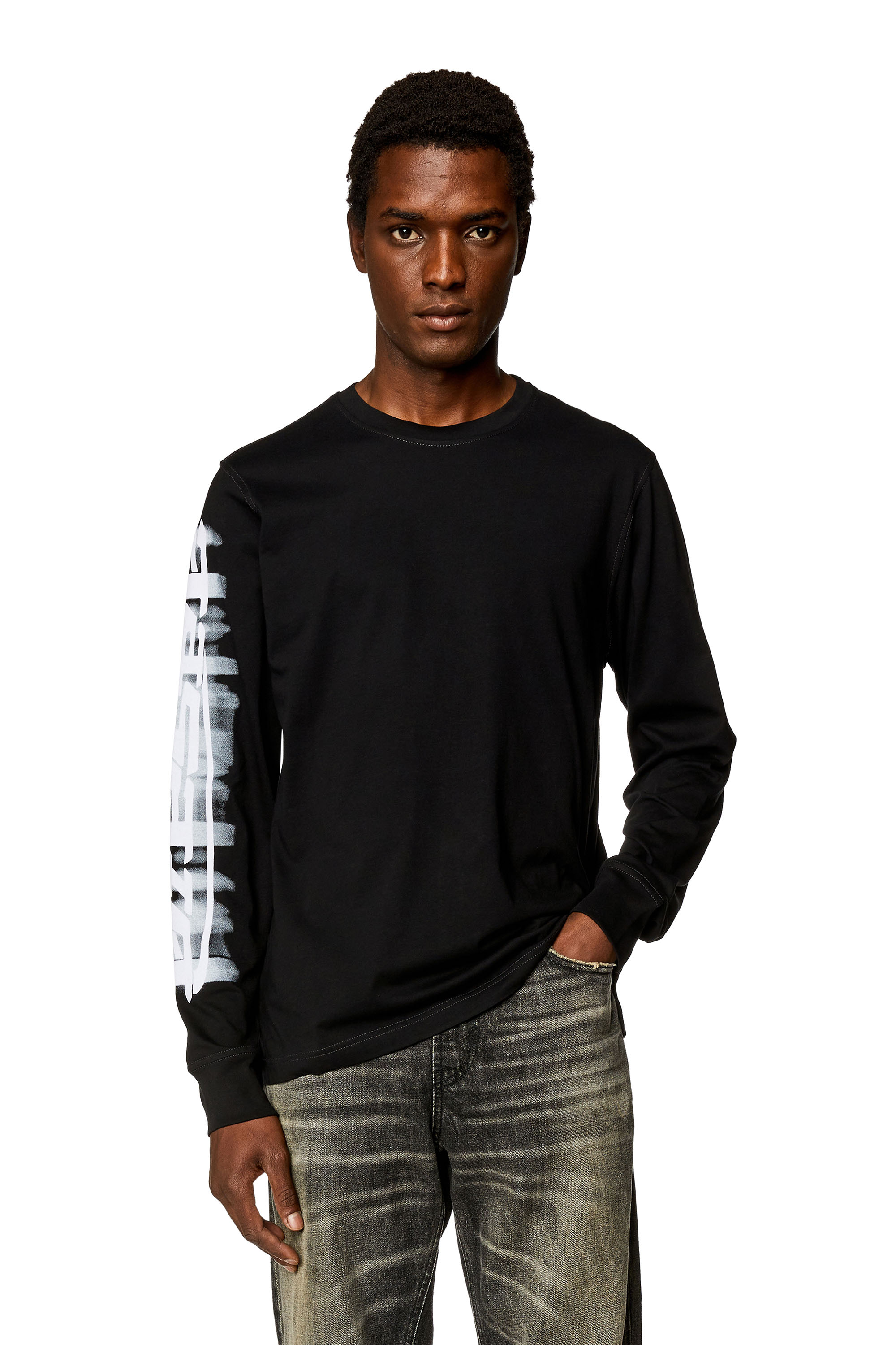 Diesel - T-JUST-LS-SLITS-N2, Black - Image 1