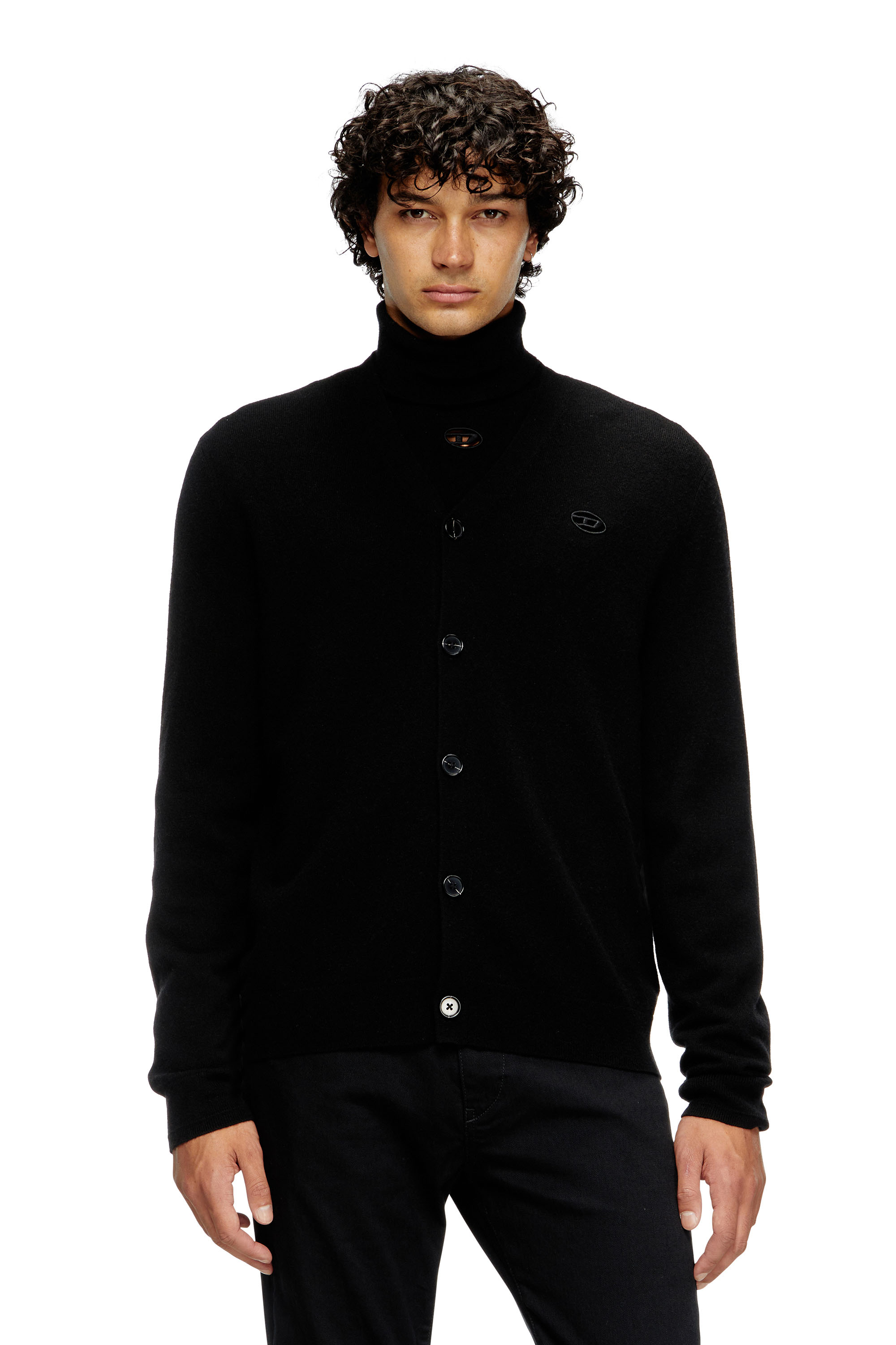 Diesel - K-ZANNIS, Man's Wool and cashmere cardigan in Black - 3