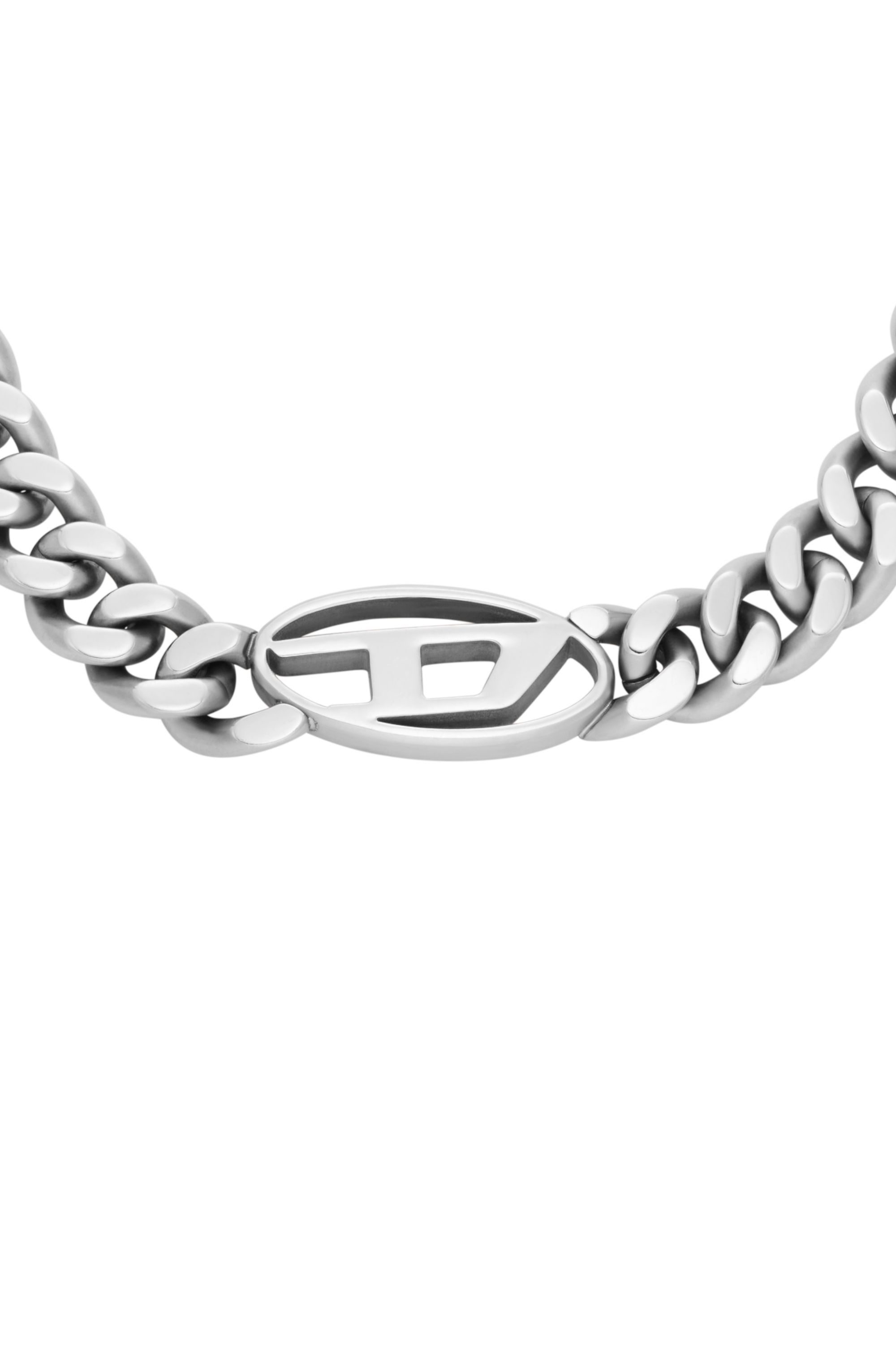 Diesel - DX1433, Man's Oval D Logo Choker Necklace in Silver - 2
