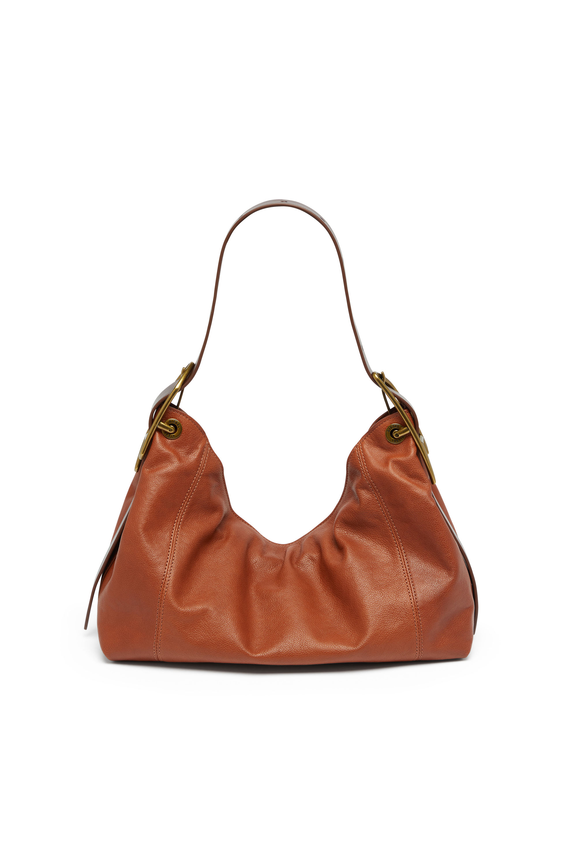 Diesel - D-LINE HOBO S, Woman's D-Line-Shoulder bag in shiny leather in Brown - 3