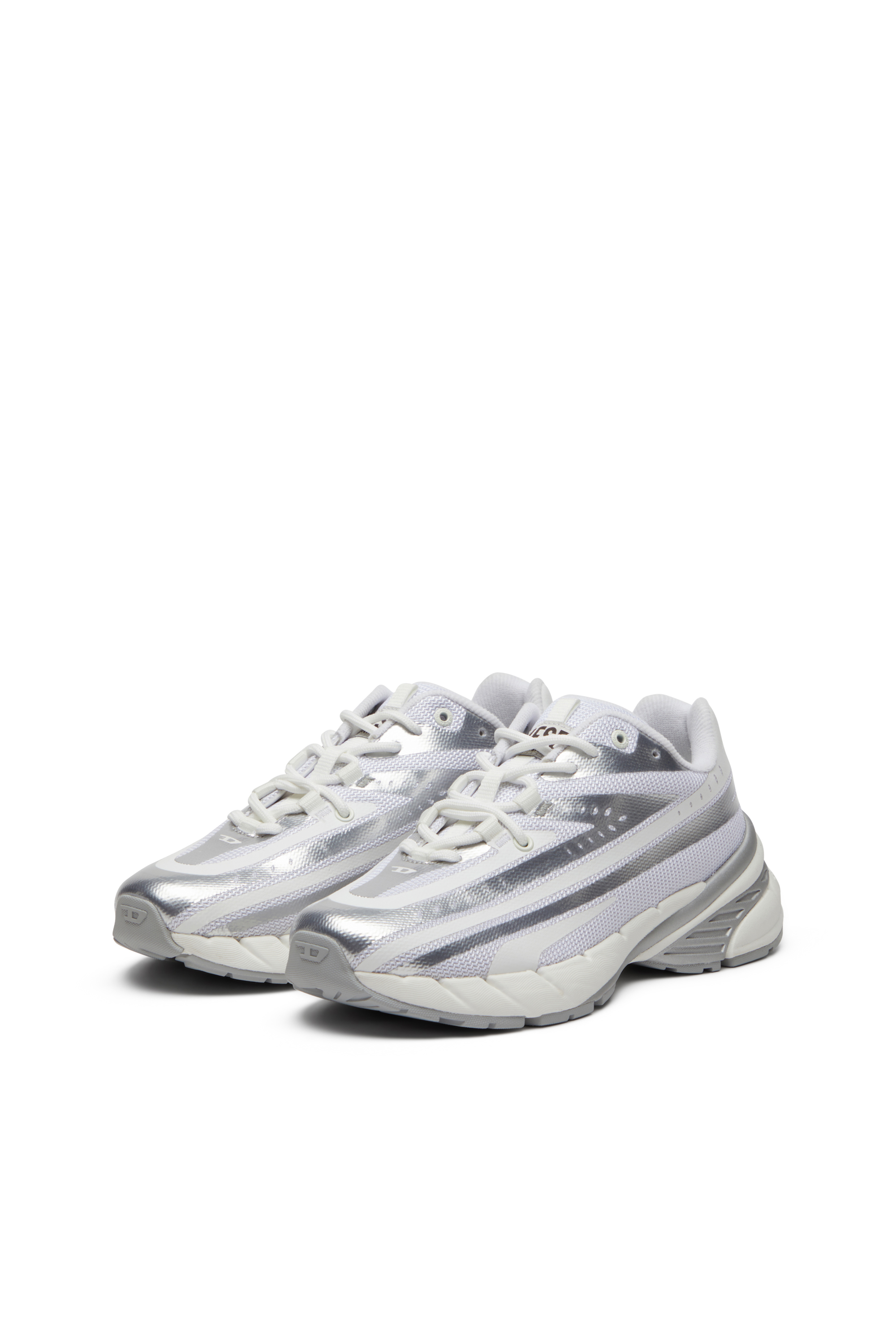 Diesel - D-AIRSPEED LOW W, Woman's Sneakers in coated metallic mesh in White - 8