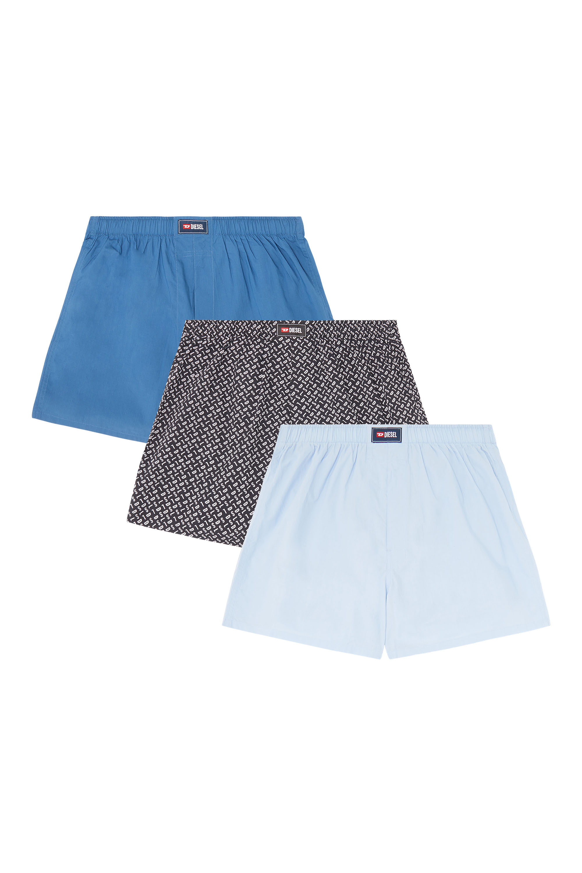 Diesel - RYAN-D-CORE-3PACK, Man's Three-pack cotton boxers solid and all-over DSL print in Multicolor - 1