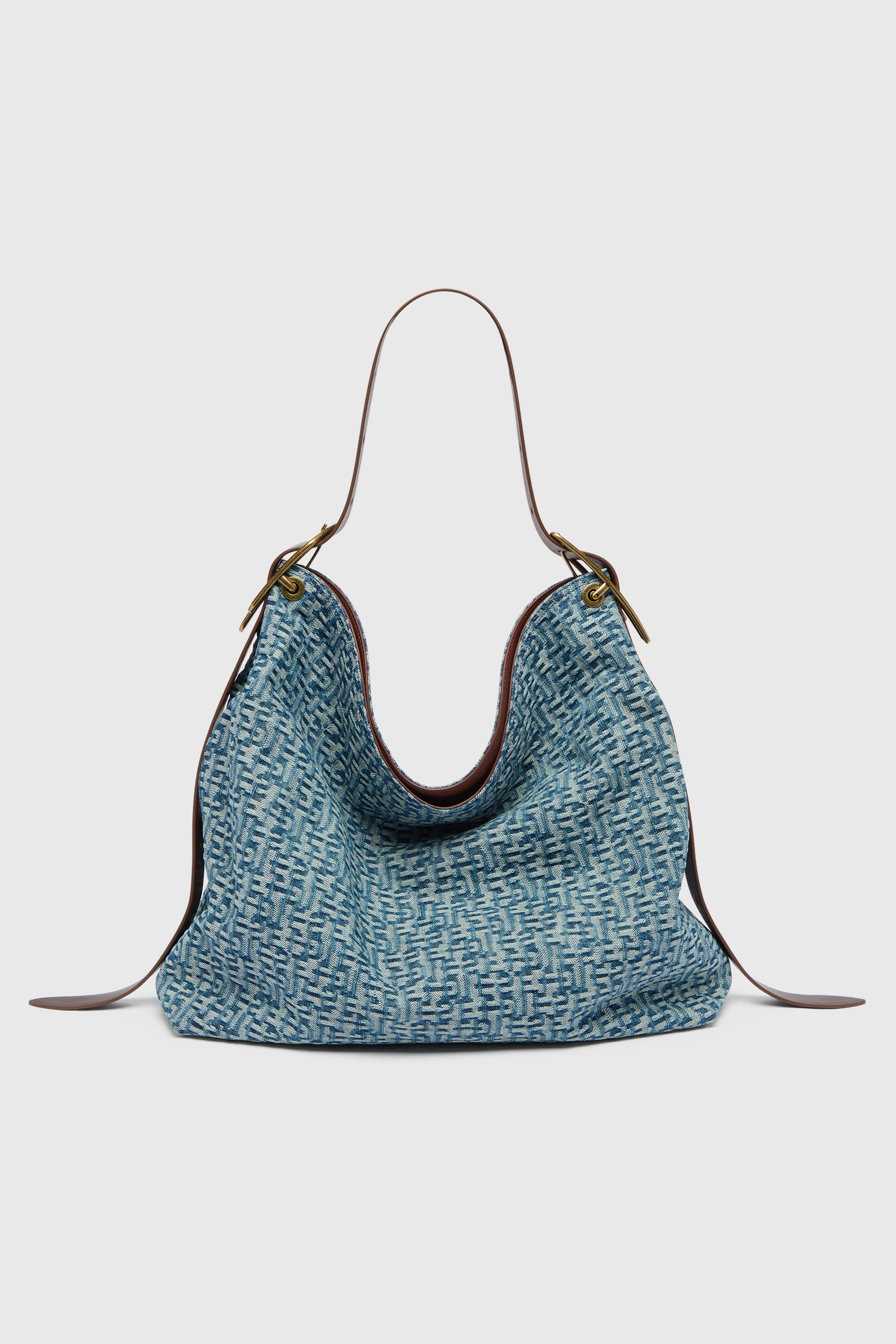 Diesel - D-LINE HOBO L, Woman's D-Line-Hobo bag in monogram denim in Blue - 1