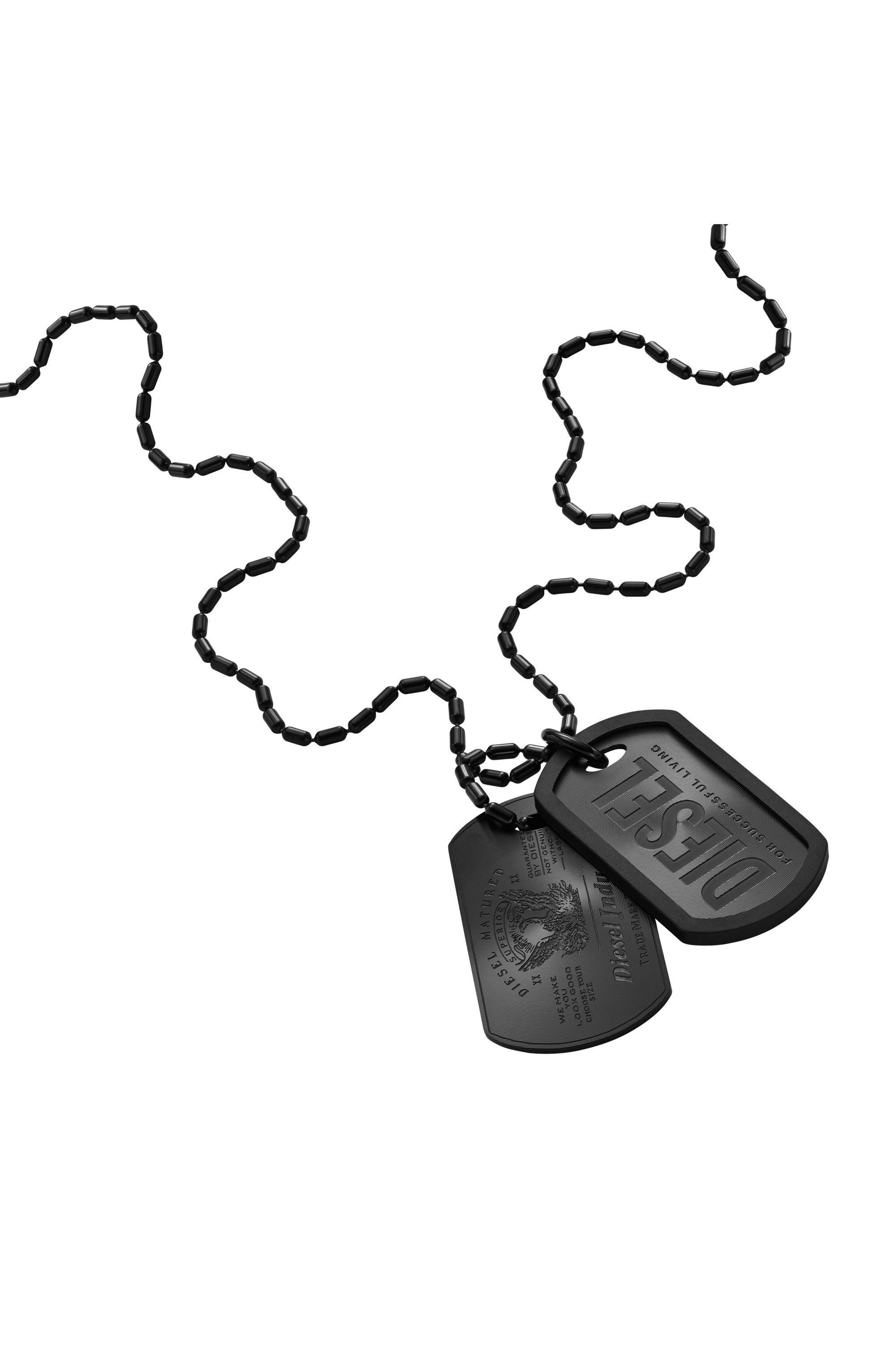 Diesel - DX1554001 JEWEL, Unisex's Black Stainless Steel Dog Tag Necklace in Black - 1