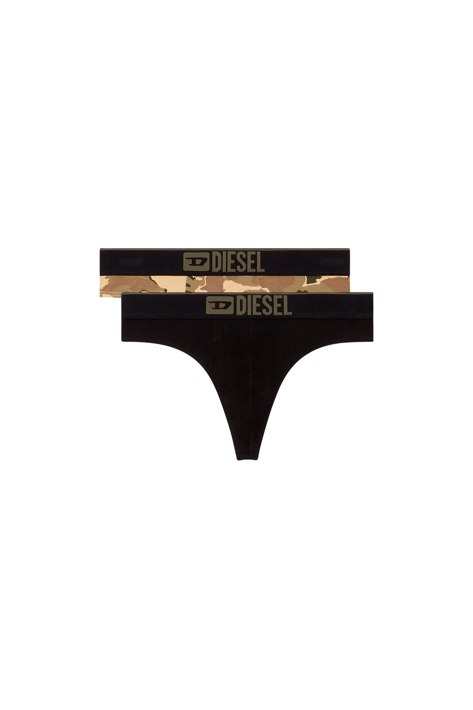 Two-pack of thongs plain and utility print