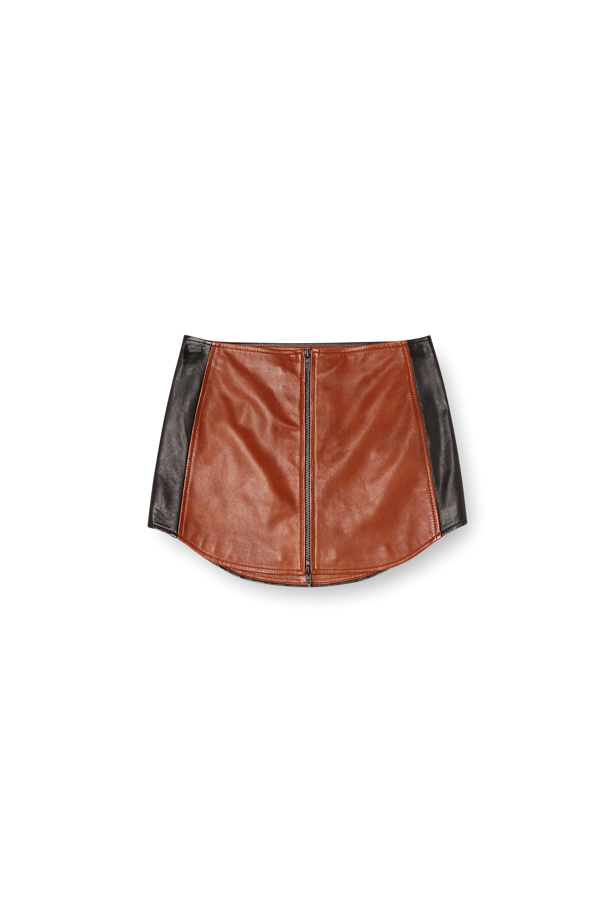 Diesel - L-OLLIPOP, Woman's Mini skirt in colour-block leather in Brown - 3