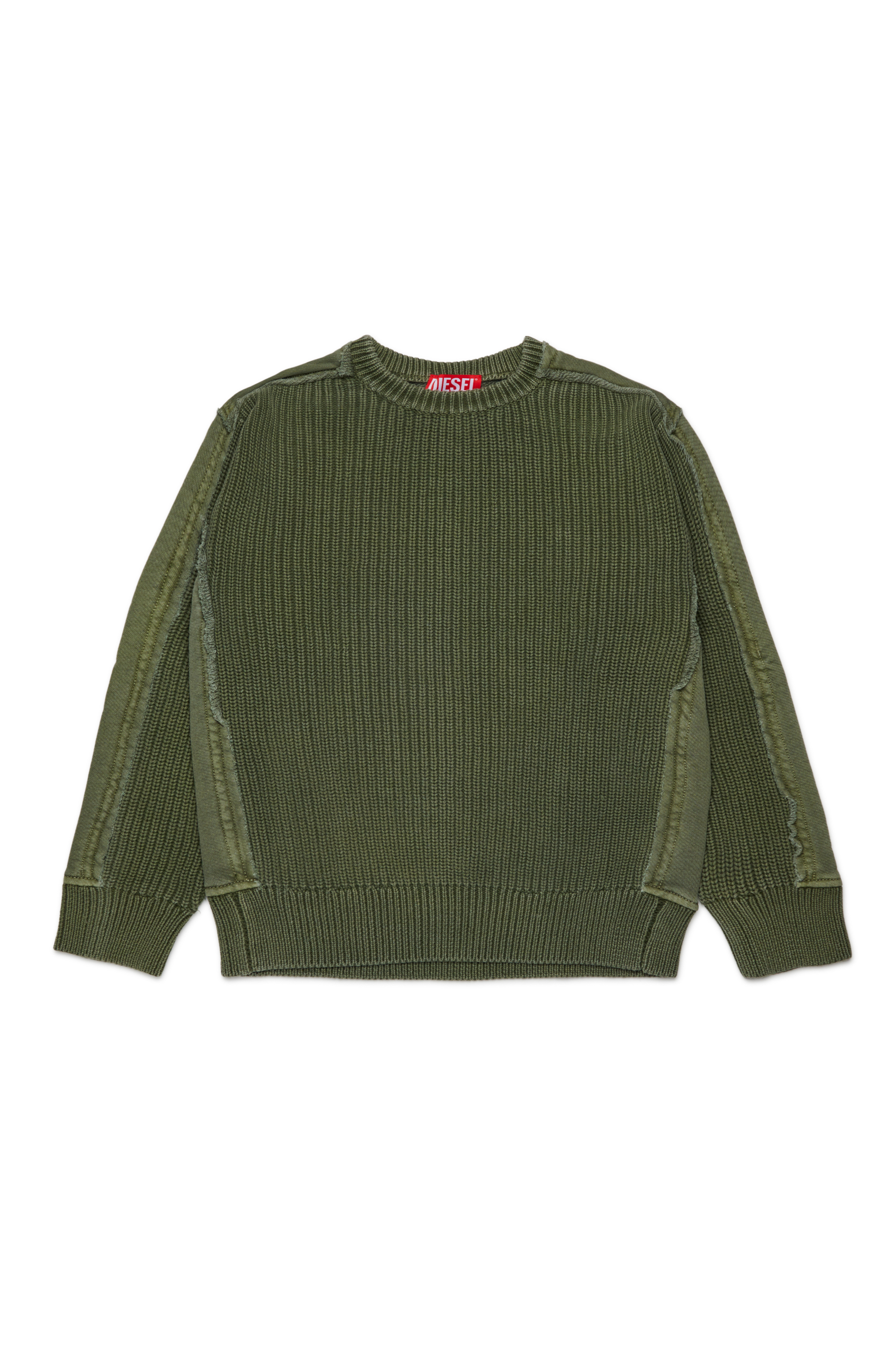Diesel - KOBERTOROUND OVER, Man's Cotton crew neck sweater with logo in Green - 1