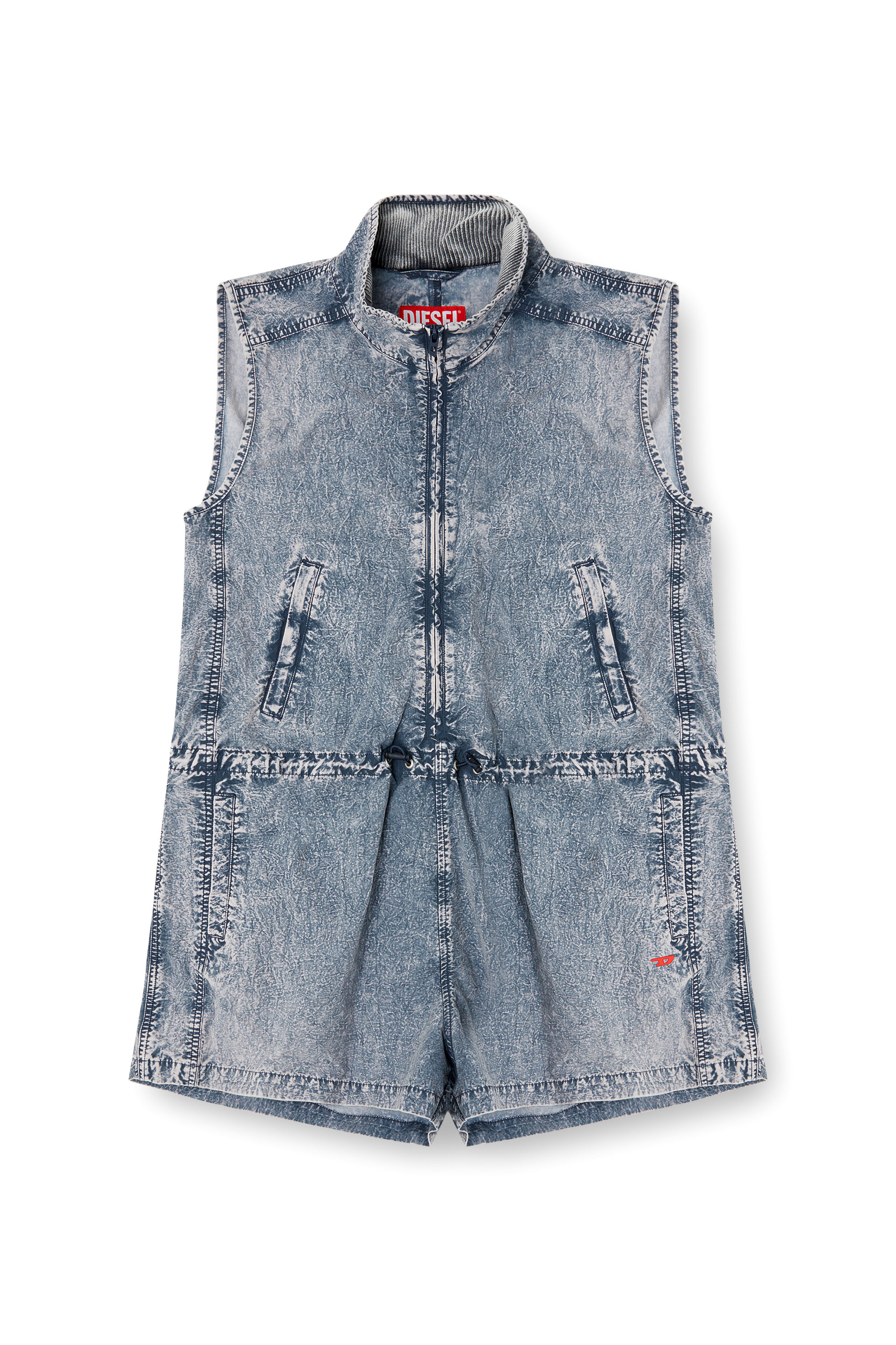 Diesel - J-ANNET, Woman's Playsuit in treated nylon in Light Blue - 5