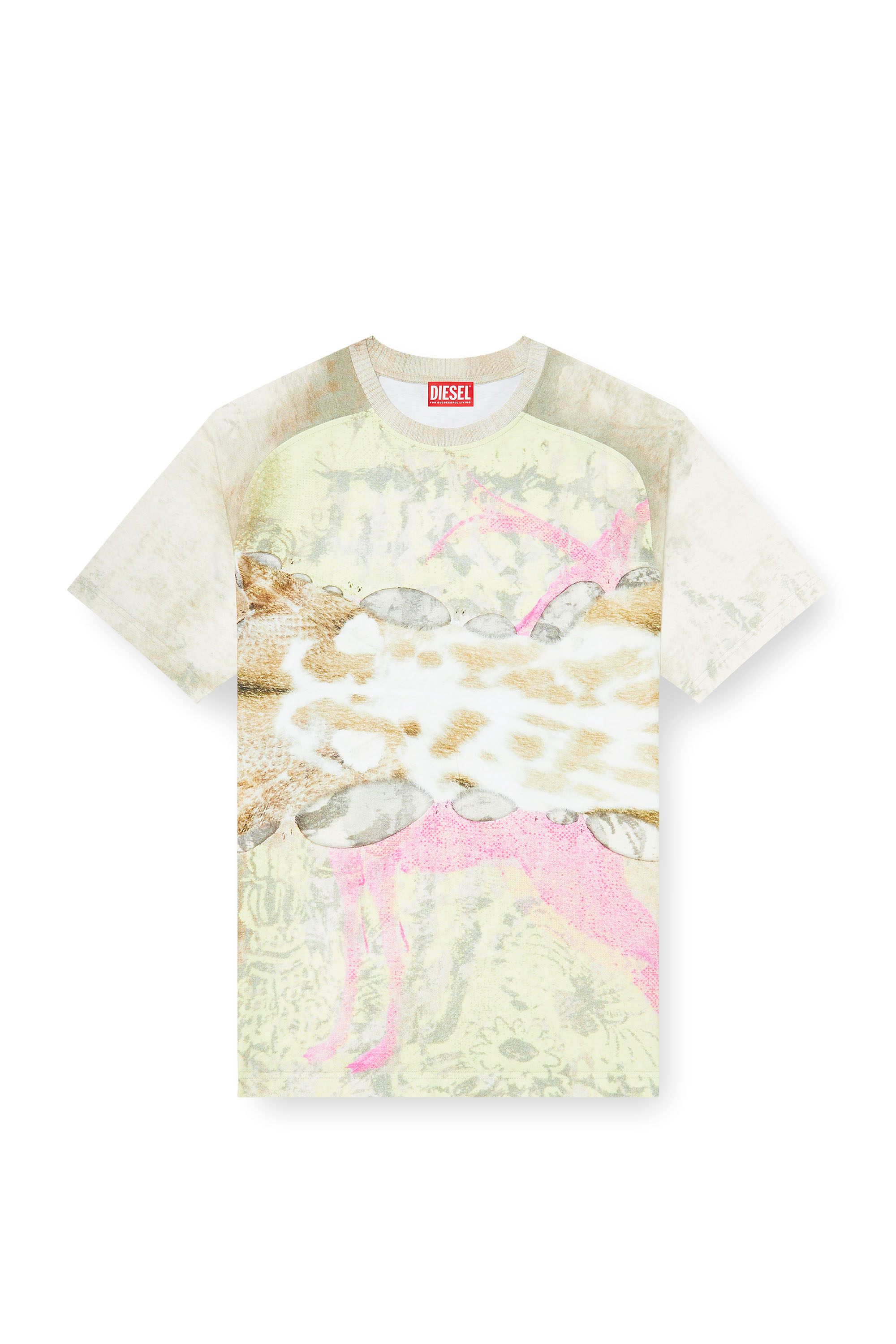 Diesel - T-CLINT, Man's T-shirt with animal print in Grey - 2