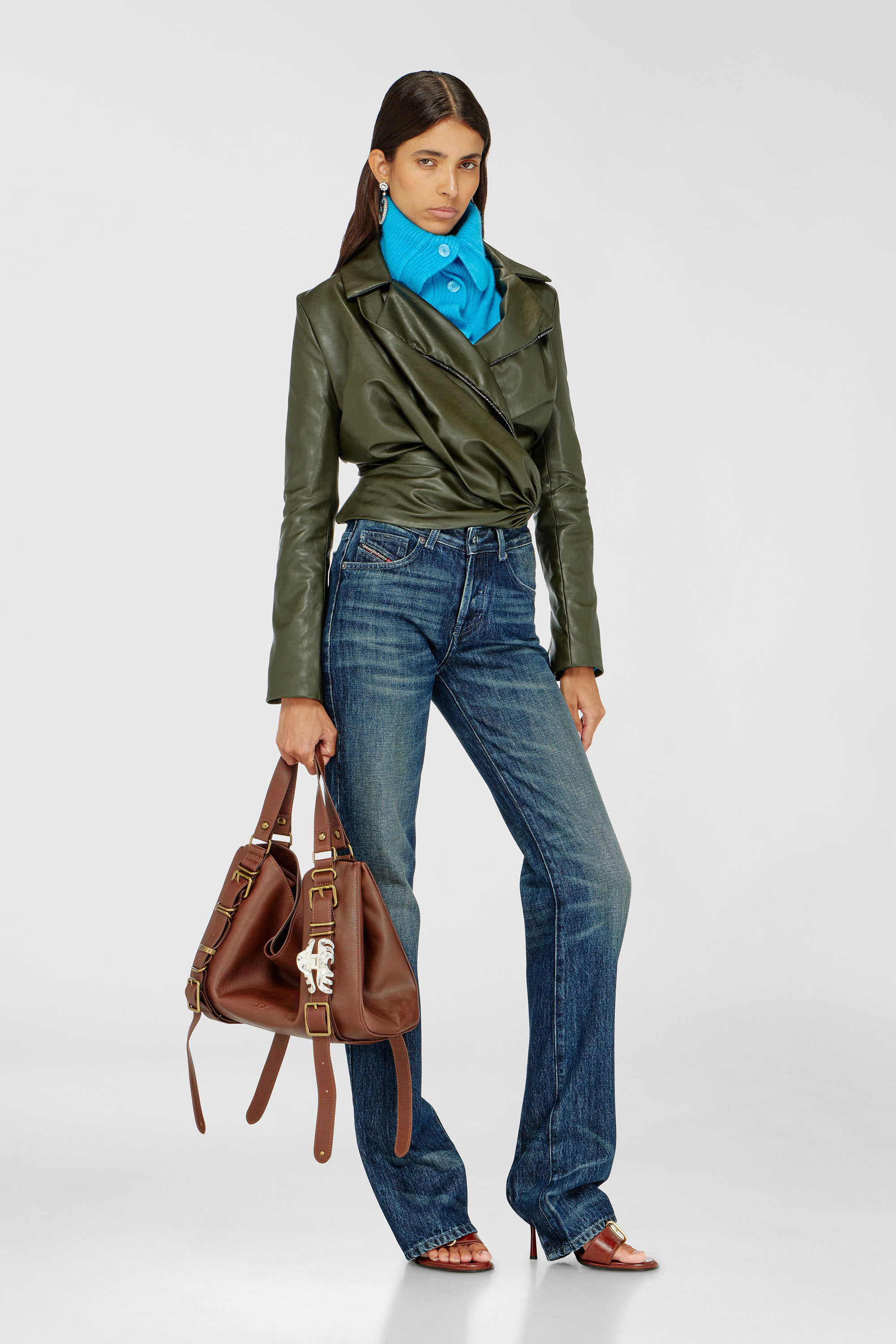 Diesel - G-DRAP, Woman's Draped wrap-effect jacket in Military Green - 1