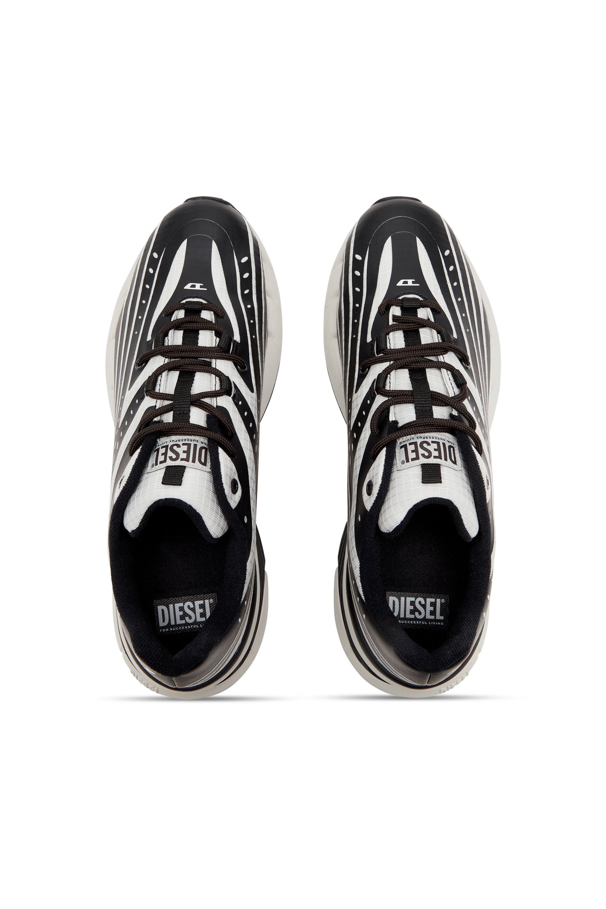 Diesel - D-AIRSPEED LOW, Man's D-Airspeed Low-Striped sneakers in coated ripstop in Black/Grey - 4