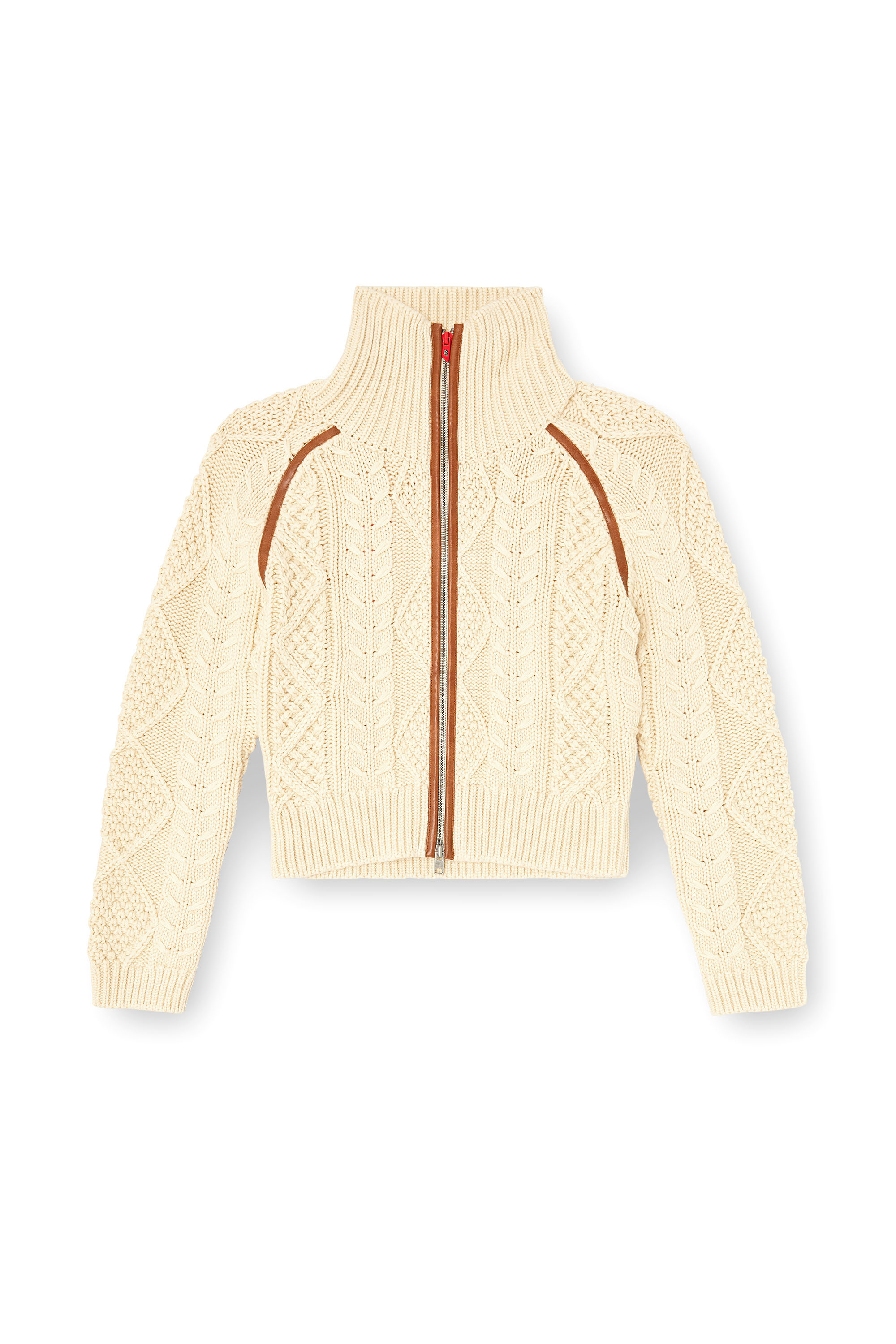Diesel - M-INTELLE, Woman's Cable-knit cardigan with contrast bands in null - 2