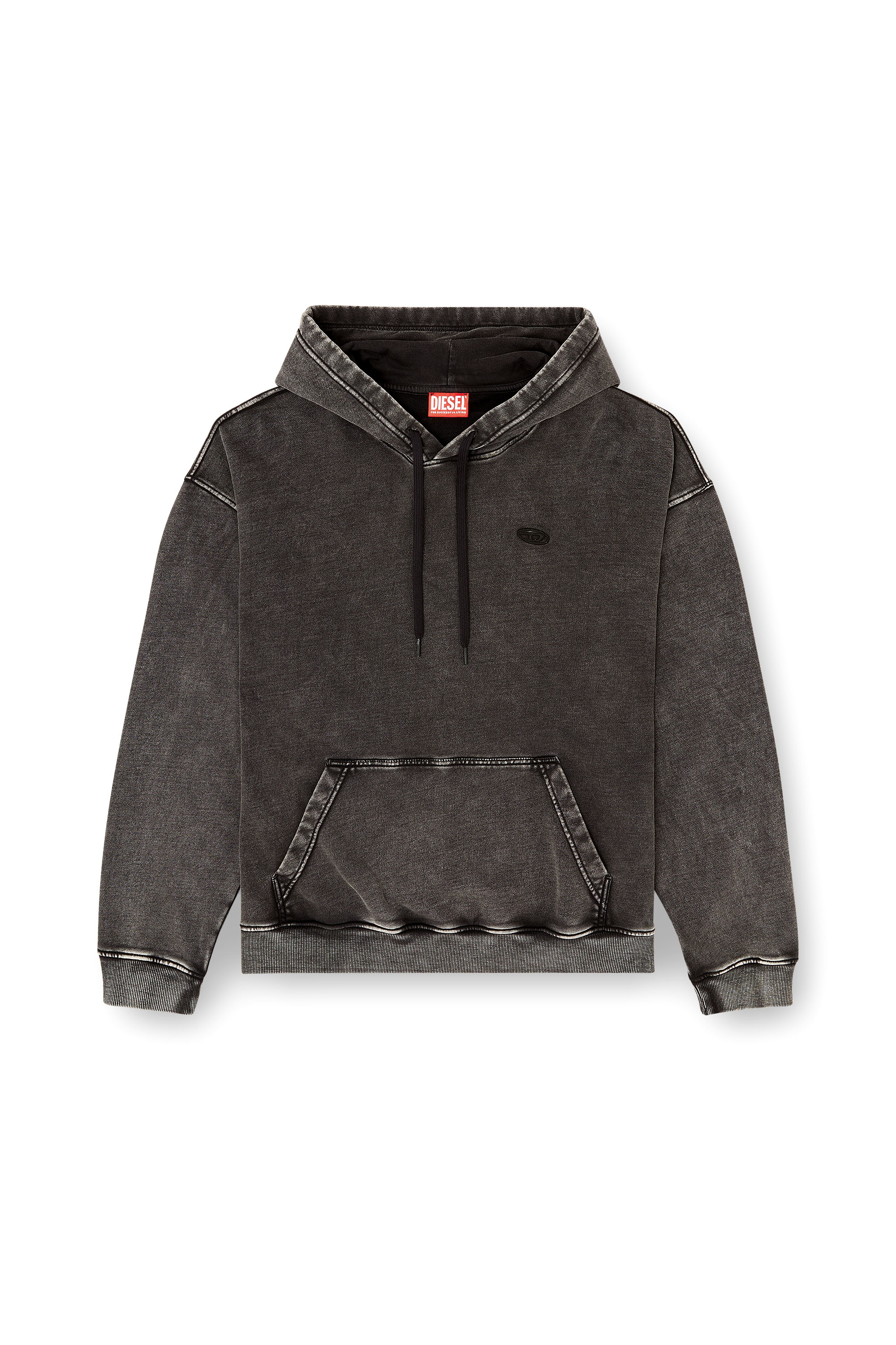 Diesel - S-BOXT-HOOD-DEN, Man's Hoodie with raw-cut back patch in Dark grey - 2