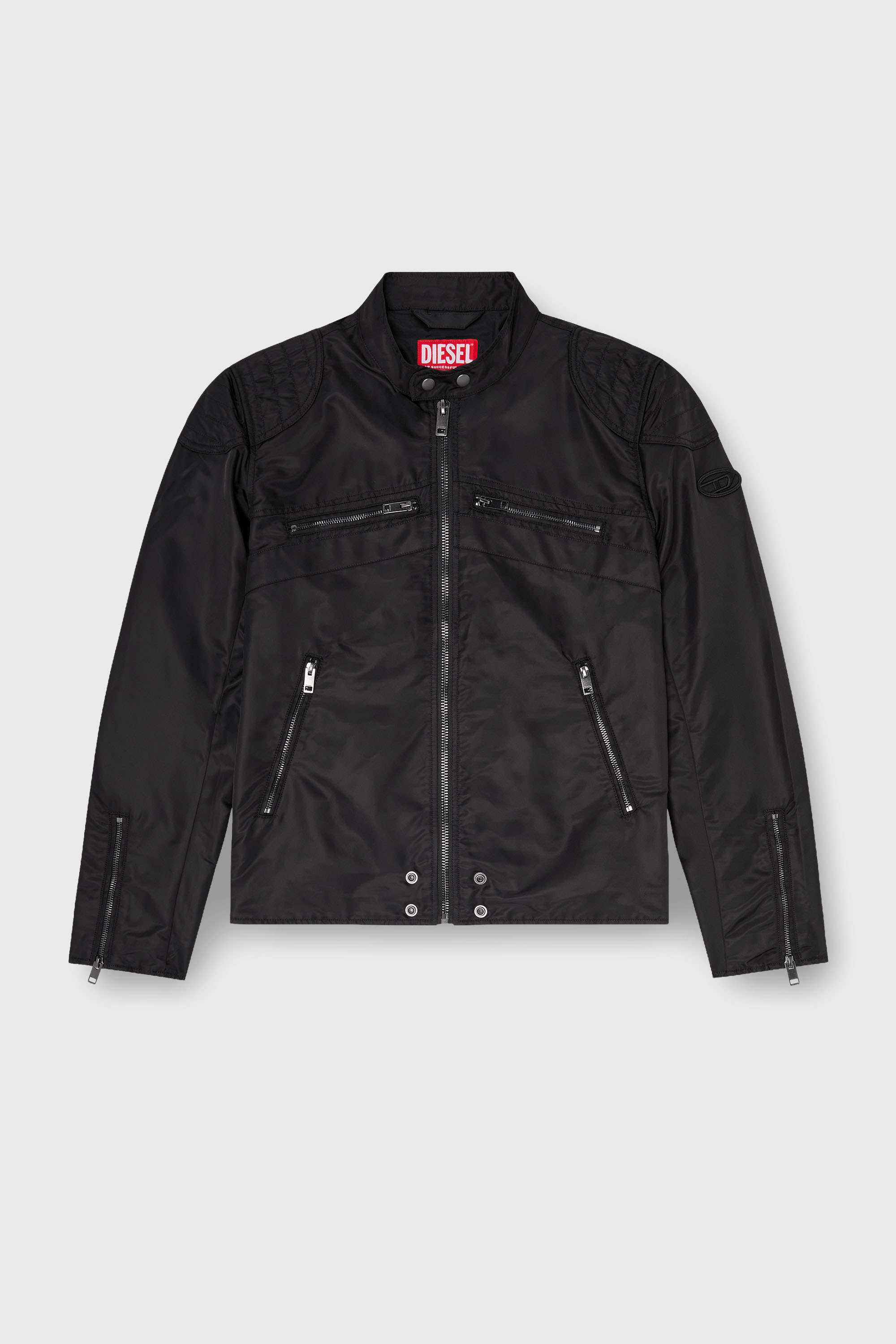 Diesel - J-GLORY-T92, Man's Nylon jacket with quilted shoulders and zip pockets in Black - 2