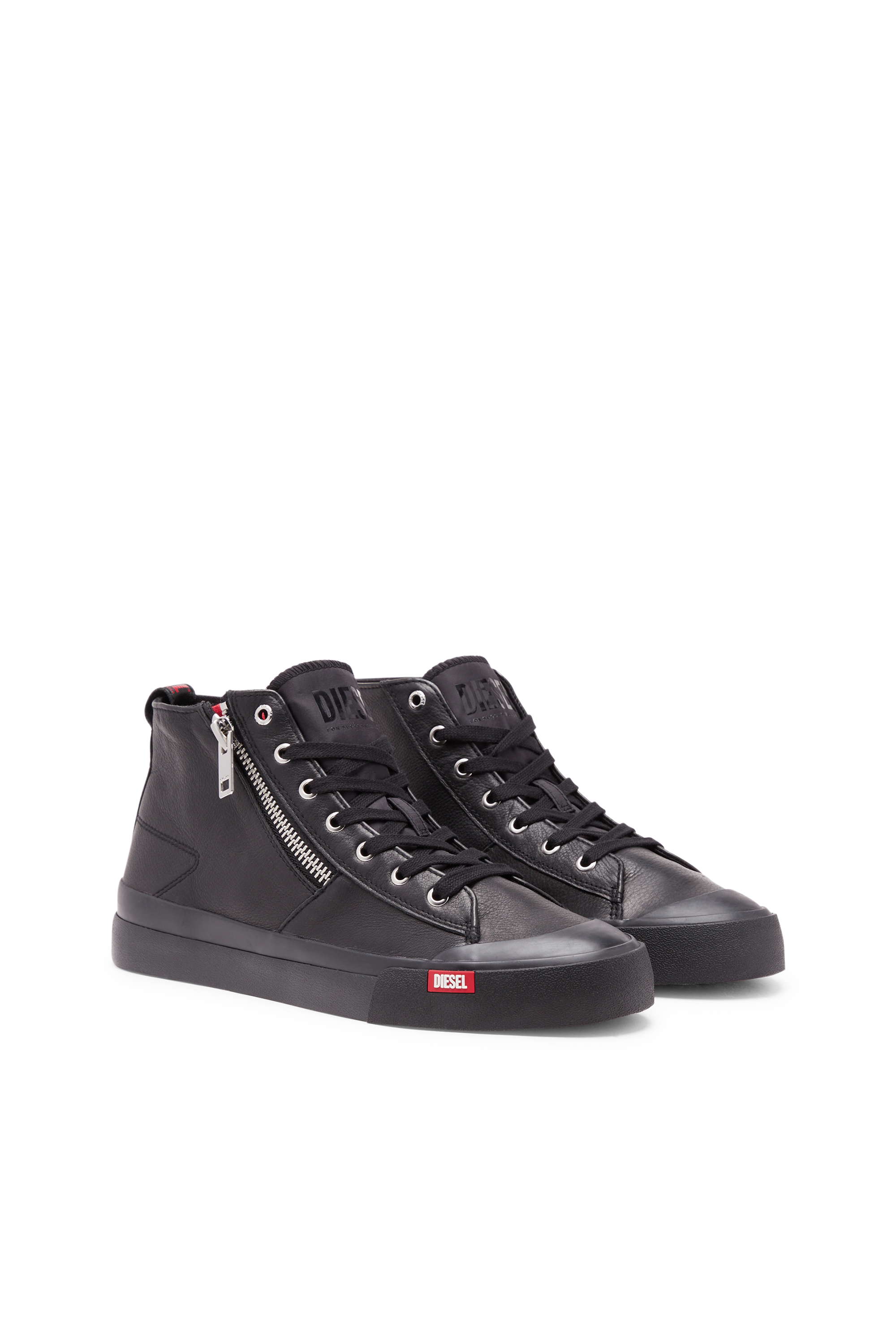 Diesel - S-ATHOS ZIP, Man's S-Athos Zip-High-top sneakers in premium leather in Black - 2