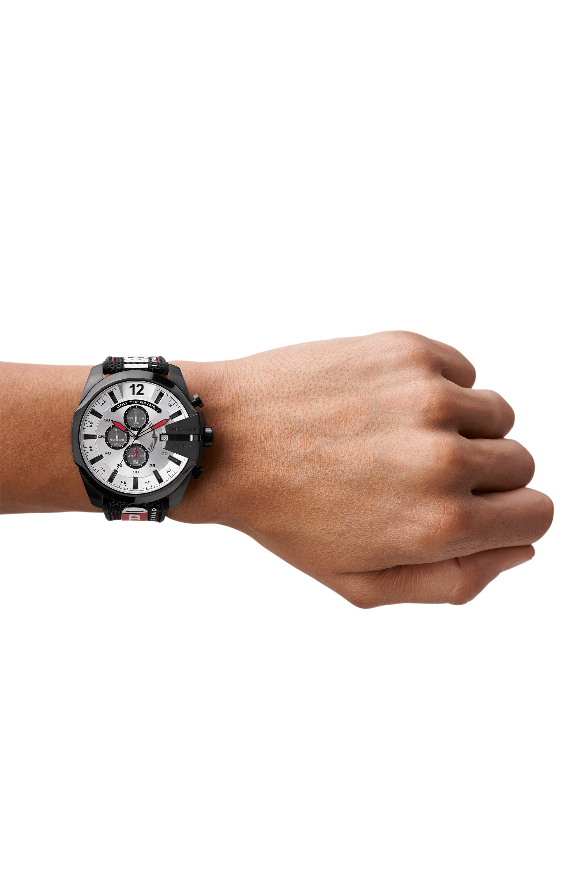 Diesel - DZ4512, Man Mega Chief chronograph black nylon watch in Black - Image 3