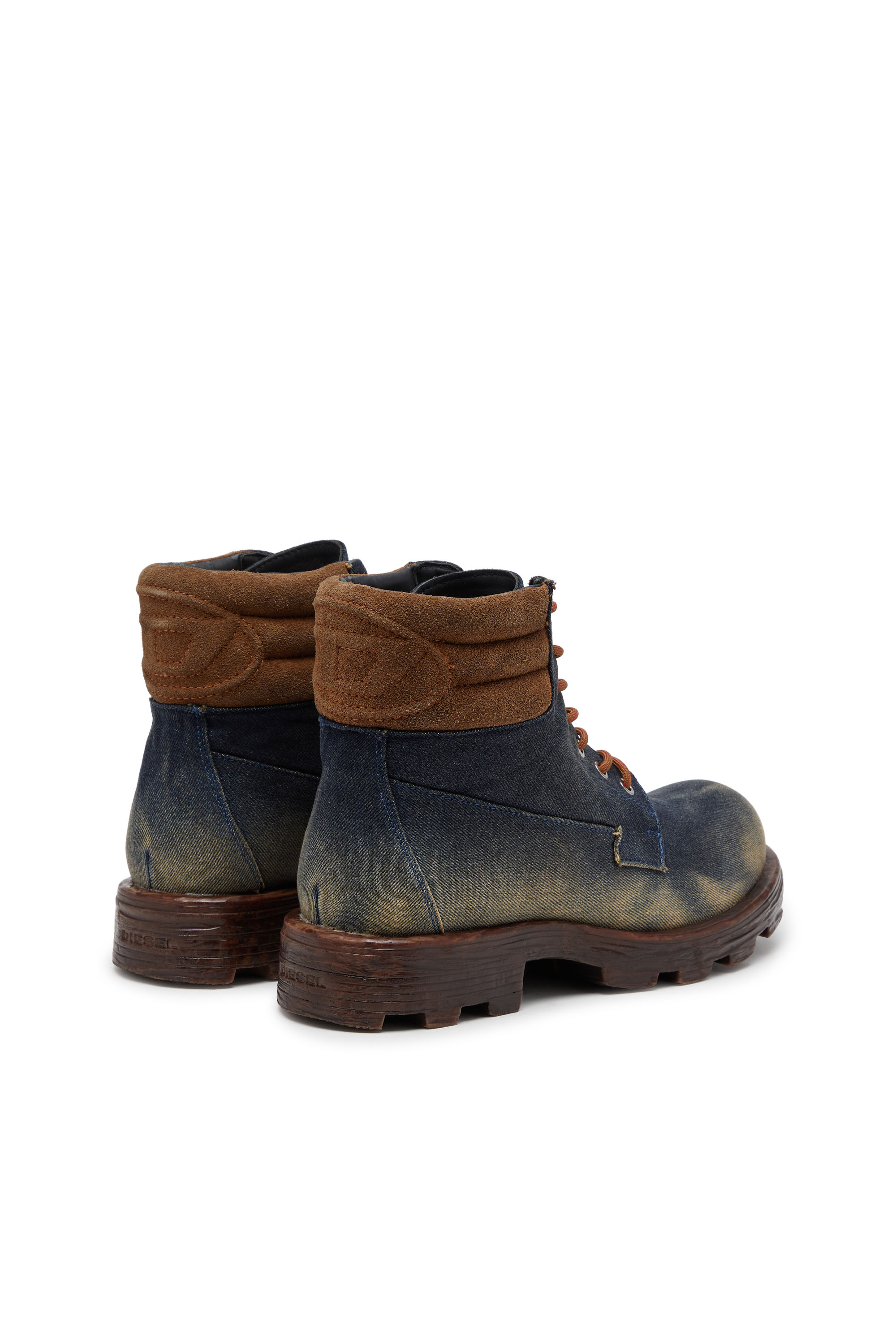 Diesel - D-HAMMER LACE UP, Man's D-Hammer-Combat boots in denim and suede in Dark Blue - 3