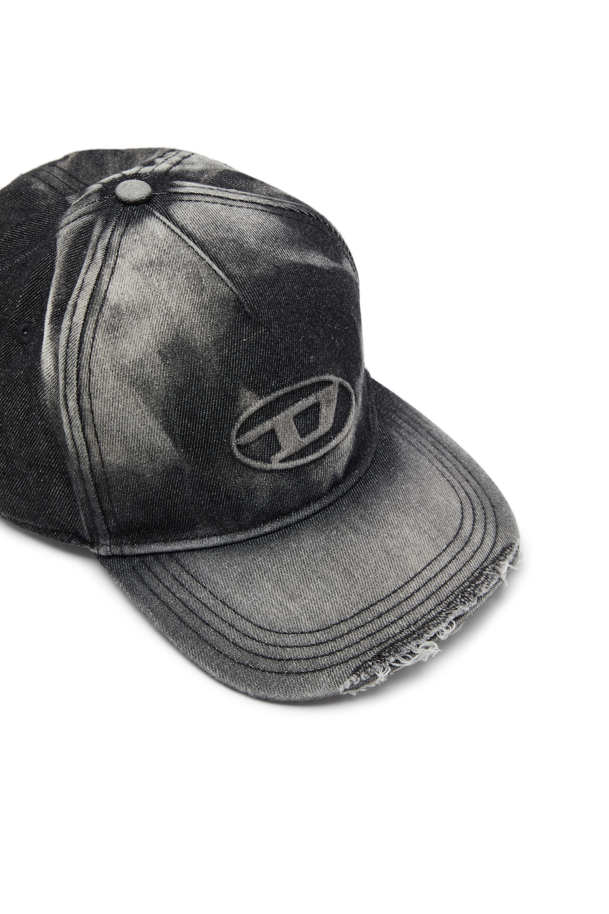 Diesel - C-SEYMON-BLACK, Man's Baseball cap in destroyed denim in Black - 3