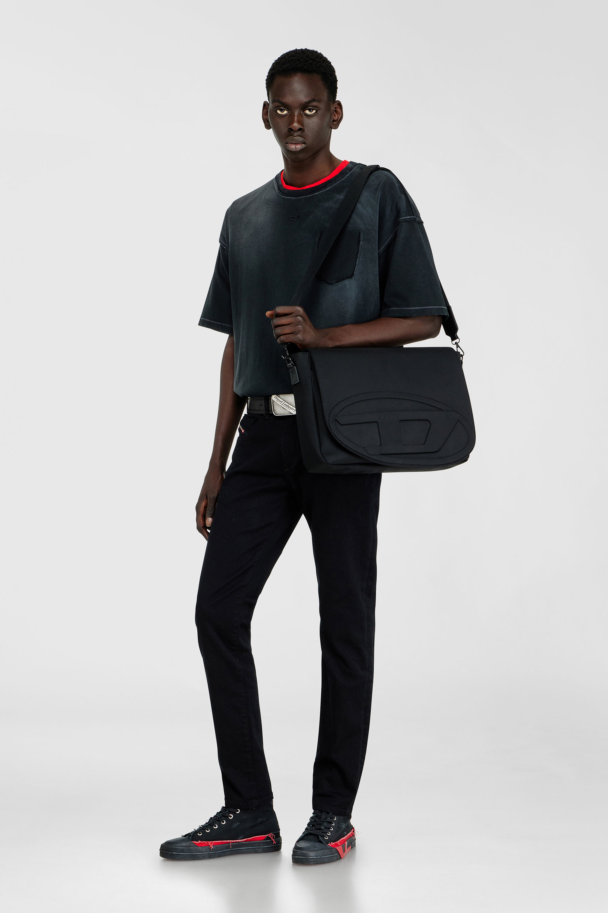 Diesel - 1DR MESSENGER, Man's 1DR-Messenger bag in CORDURA&reg; nylon in Black - 2
