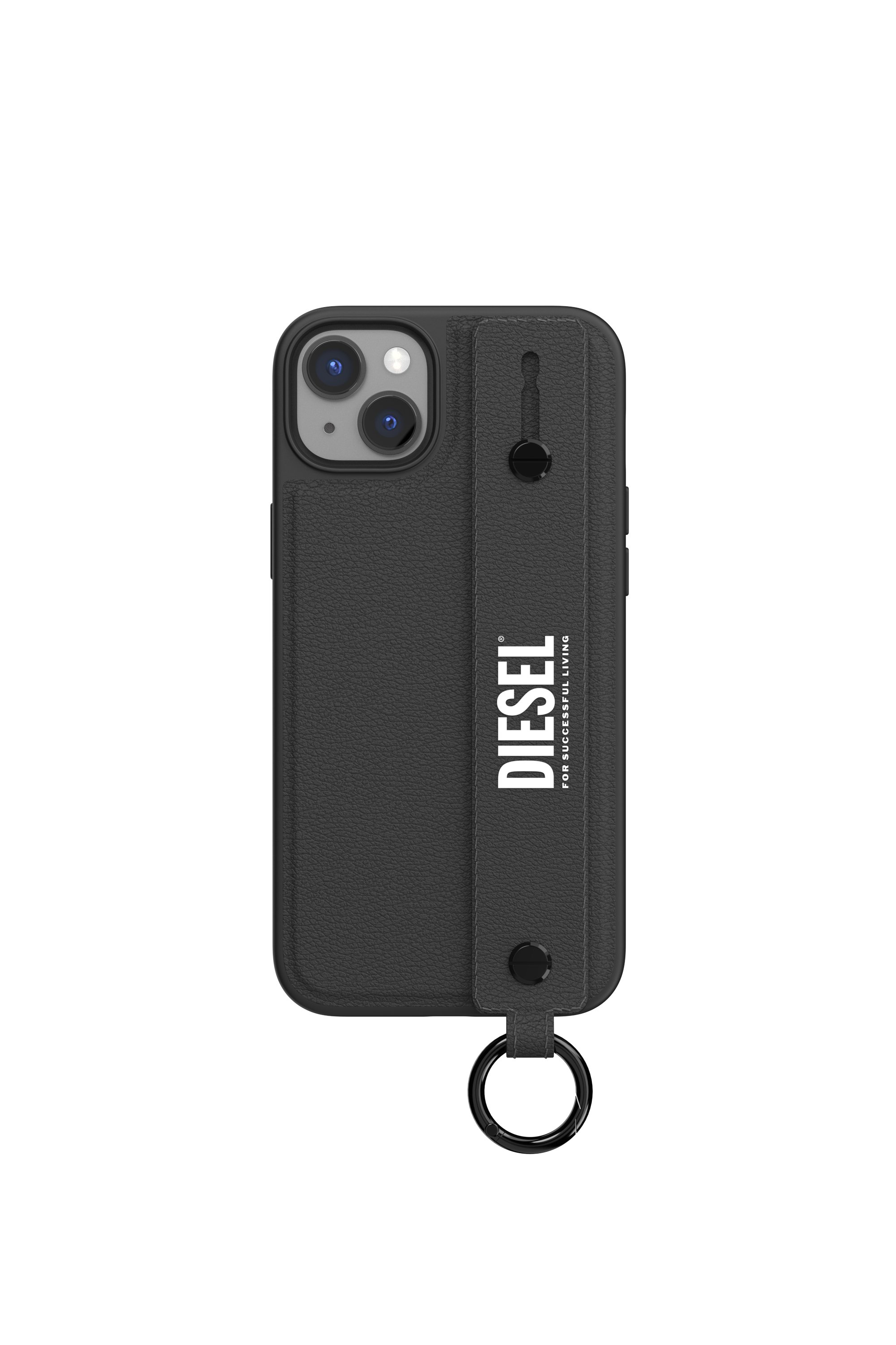 Diesel - 50285 MOULDED CASE, Unisex's Leather handstrap case for iPhone 14 Plus in Black - 2