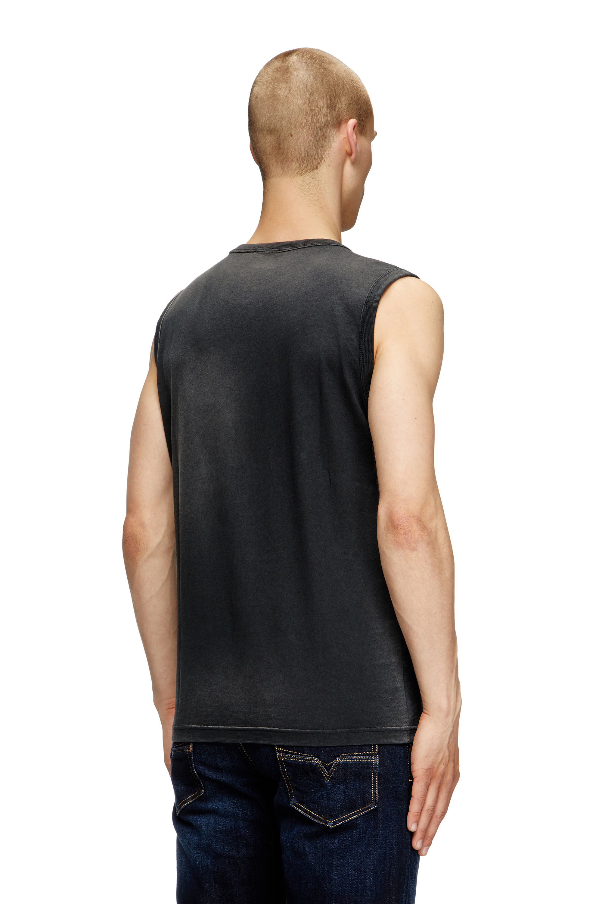 Diesel - T-BRICO, Man's Faded tank top with puffy Oval D in Black - 4