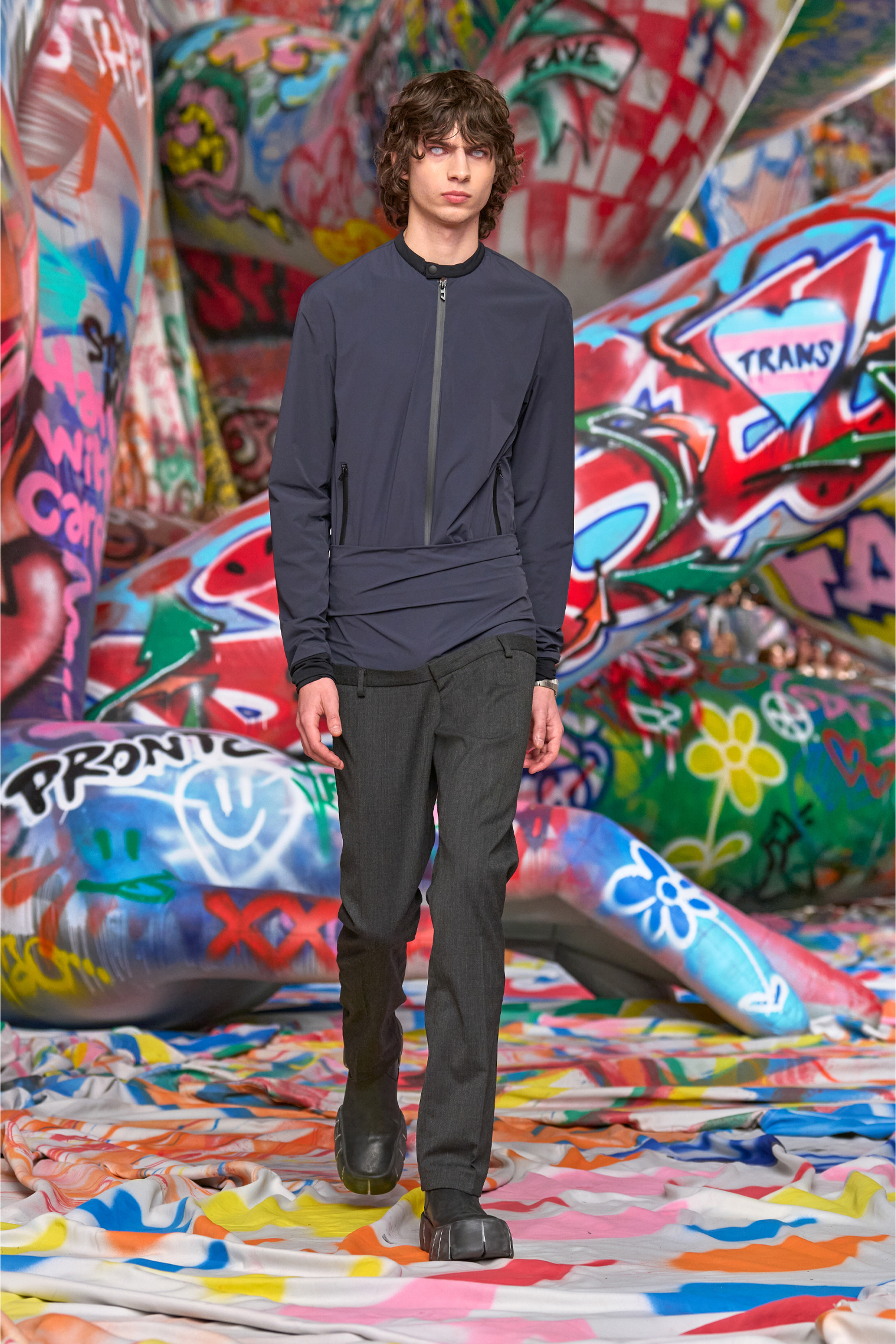 Diesel - P-AUREL-1, Man's Wool trousers with stretch waist in Dark grey - 3