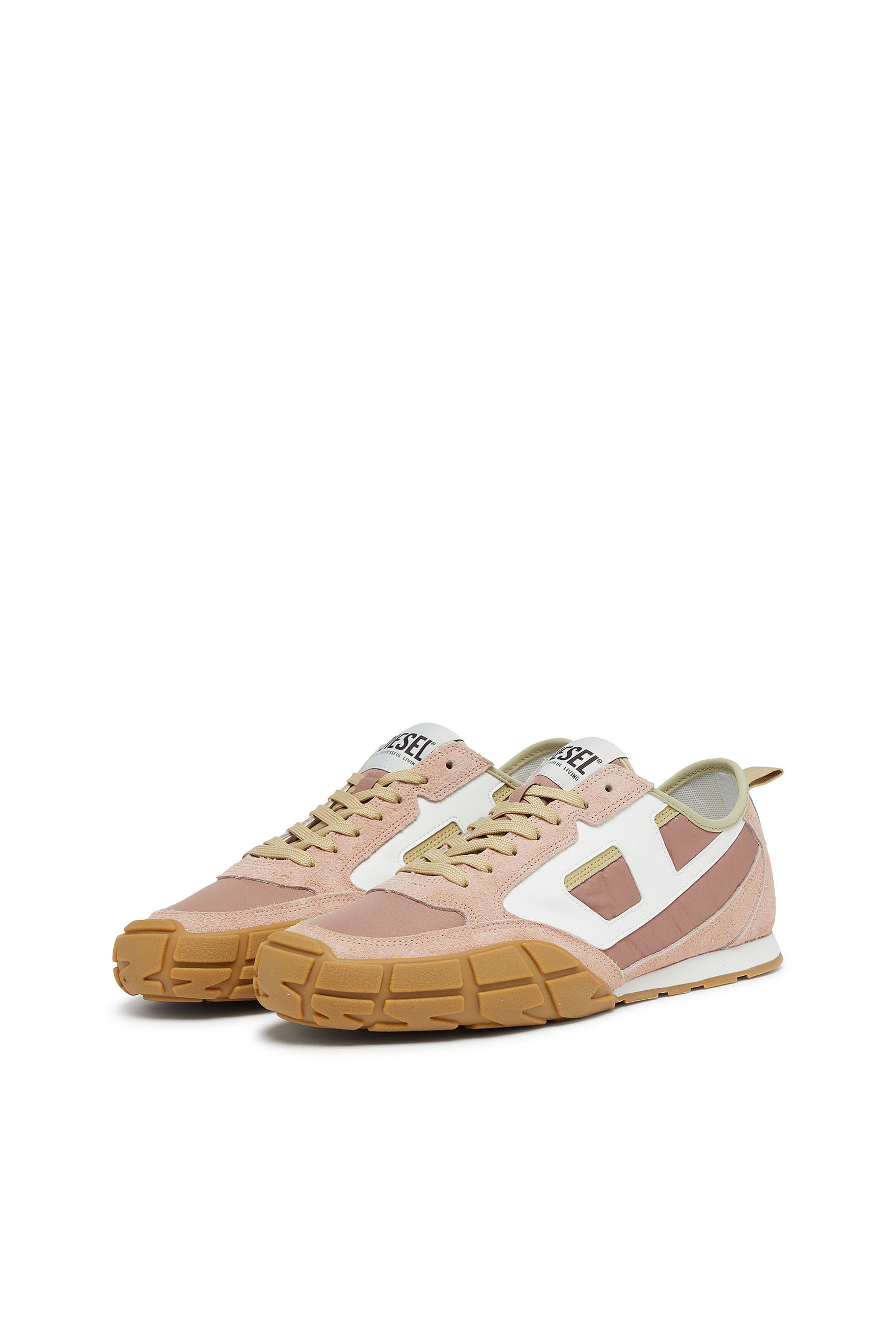 Diesel - S-PAGODHA LOW W, Woman's S-Pagodha-Sneakers in leather, suede and ripstop in Pink/White - 3