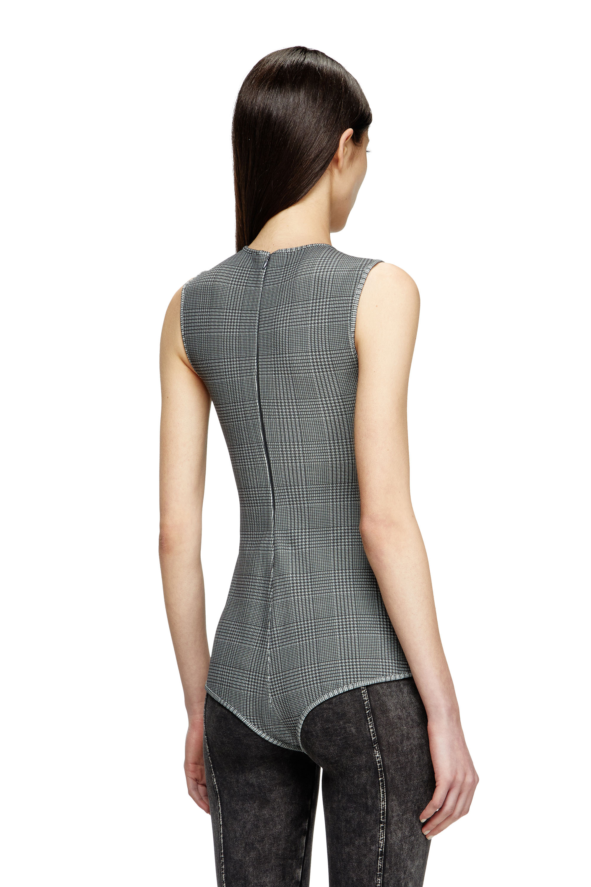 Diesel - J-ETTA, Woman's Bodysuit in checked bonded jersey in Grey - 4