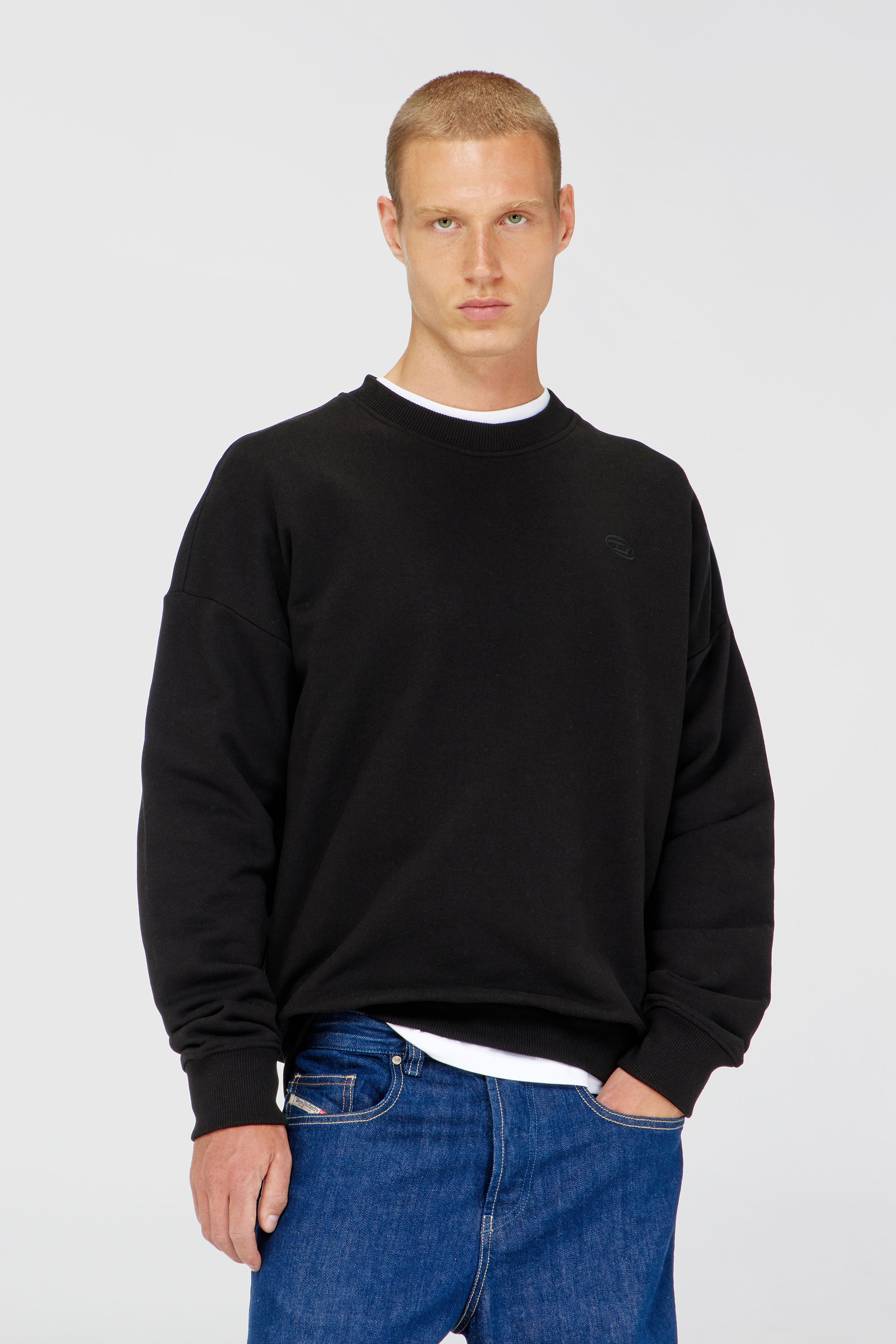 Diesel - S-ROB-MEGOVAL-D, Man's Sweatshirt with logo embroidery in Black - 3