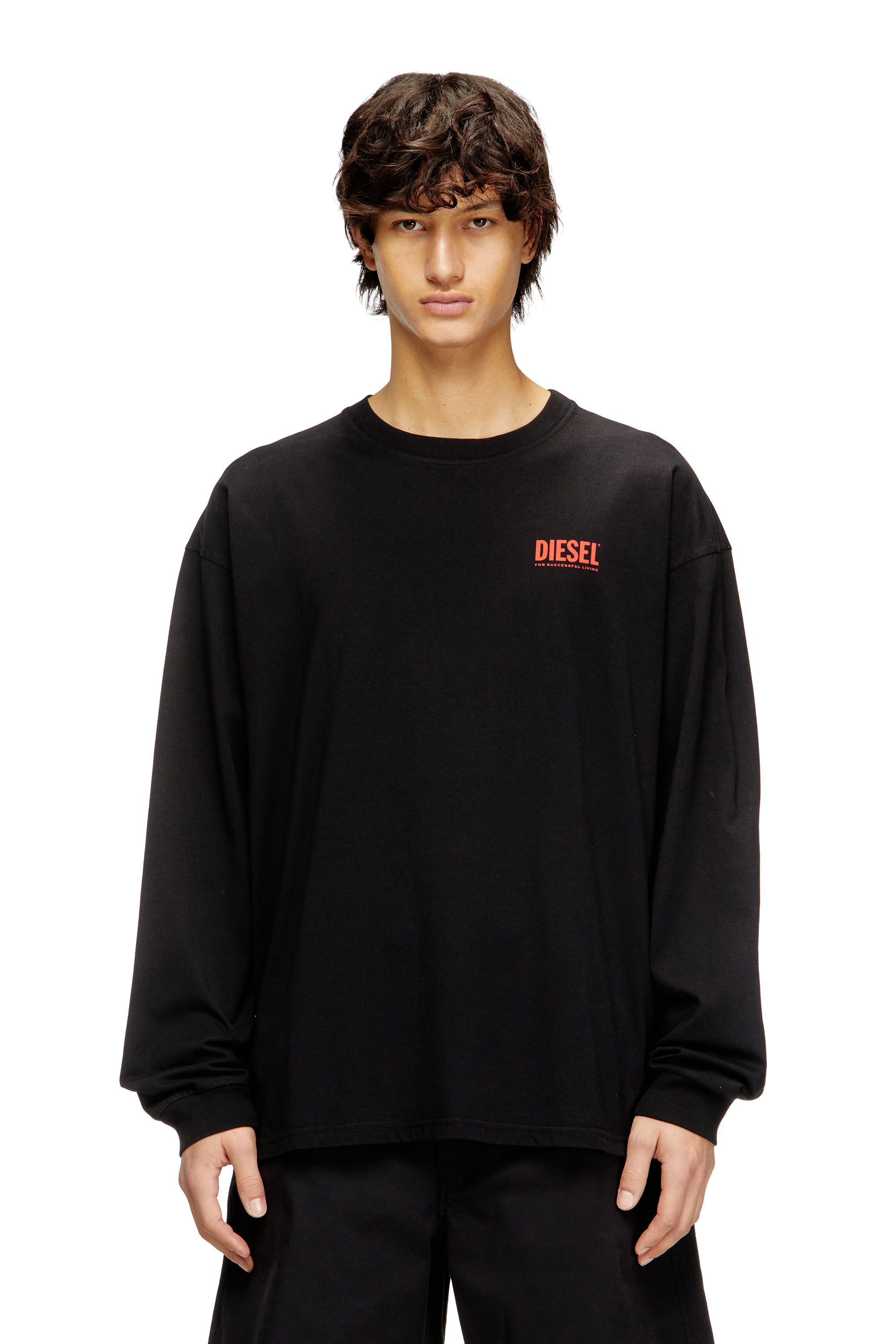 Diesel - T-BOXT-LS-BISK, Man's Relaxed long-sleeve T-shirt with Diesel logos in Black - 3