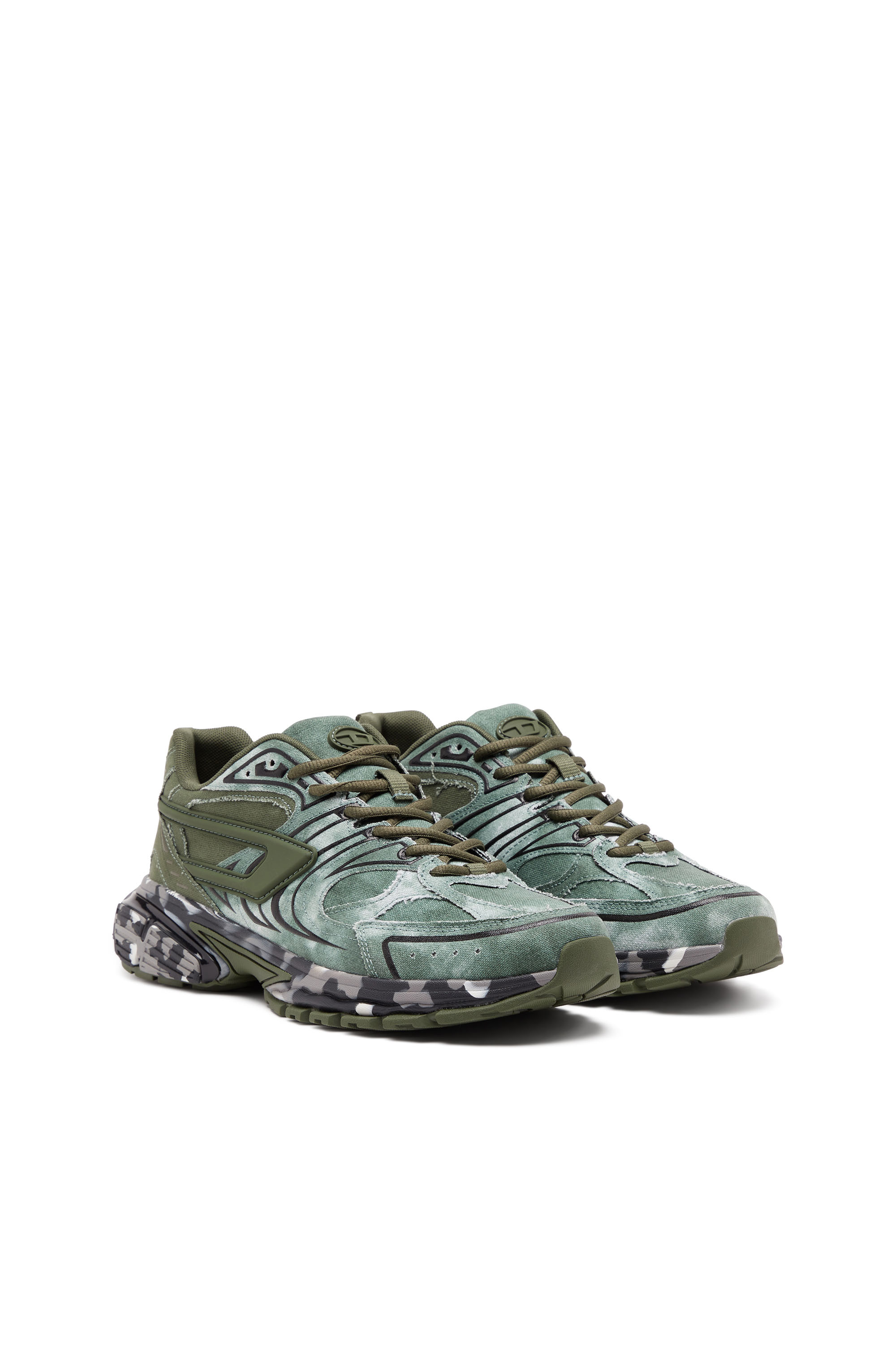 Diesel - S-SERENDIPITY PRO-X1, Man S-Serendipity-Tie-dye canvas sneakers with camo sole in Green - Image 2