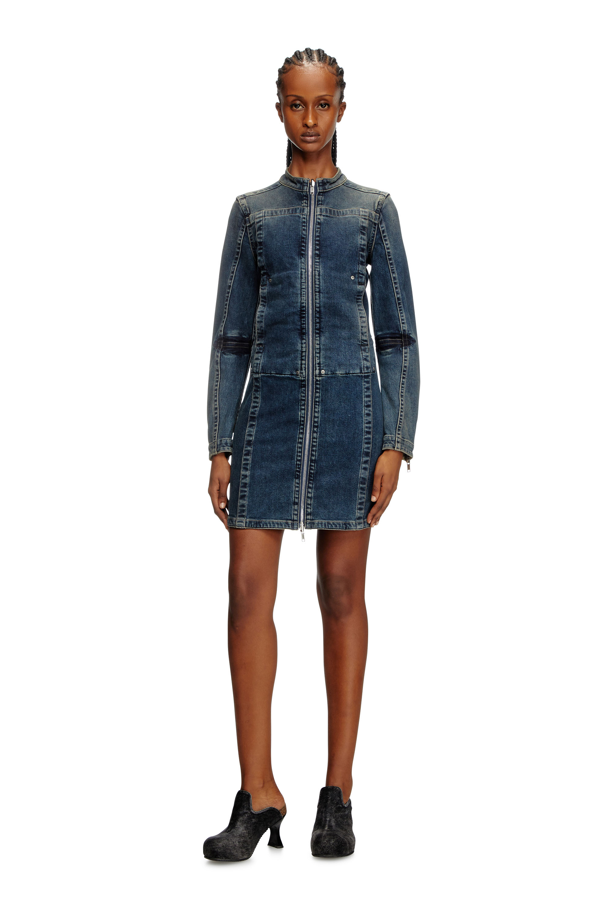 Diesel - DE-ROMI-RE, Woman's Short dress in Rehab denim in Dark Blue - 2