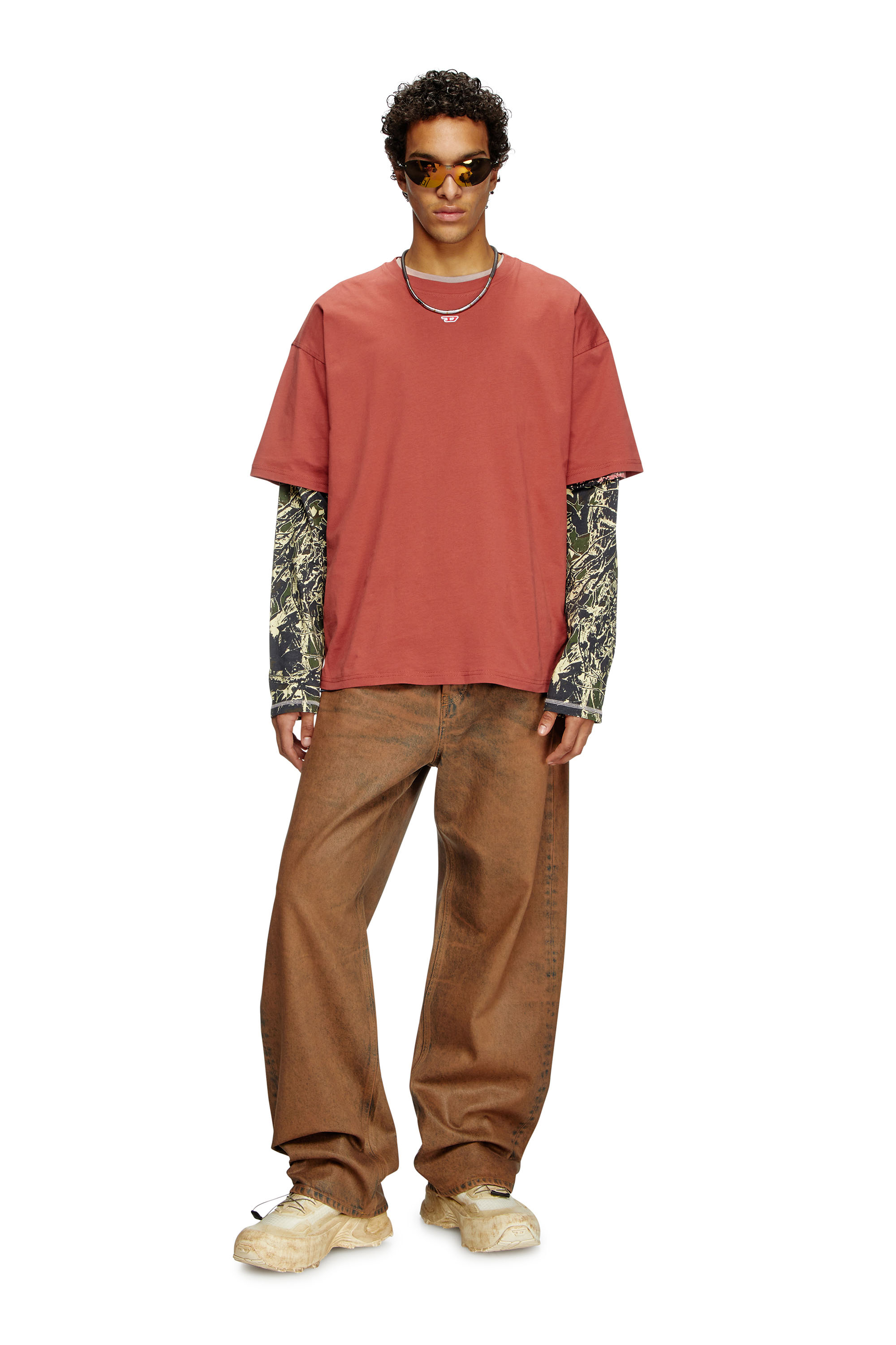 Diesel - T-BOXT-D, Unisex's T-shirt with embroidered D patch in Red - 1