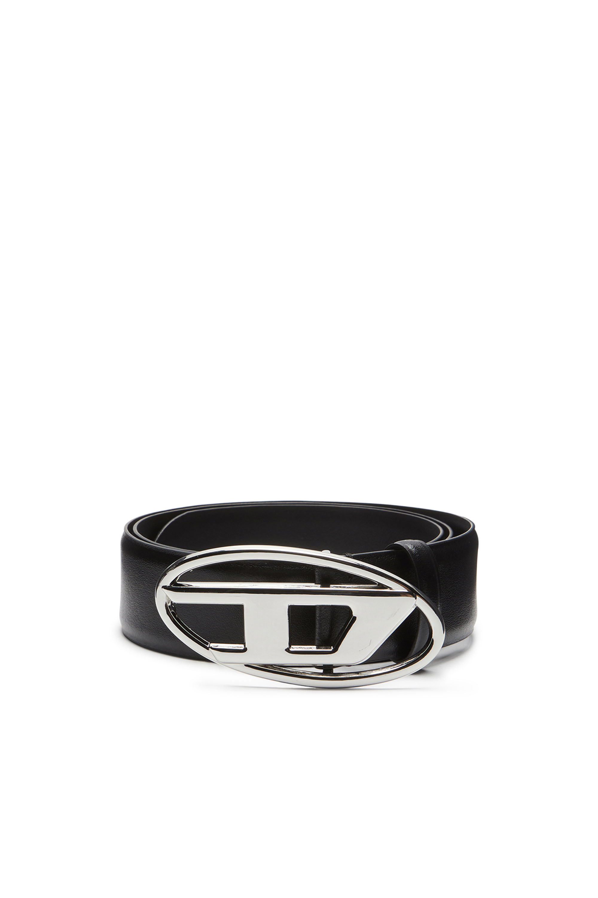 Diesel - B-1DR, Man's 4cm Leather belt with Oval D buckle in Black - 1